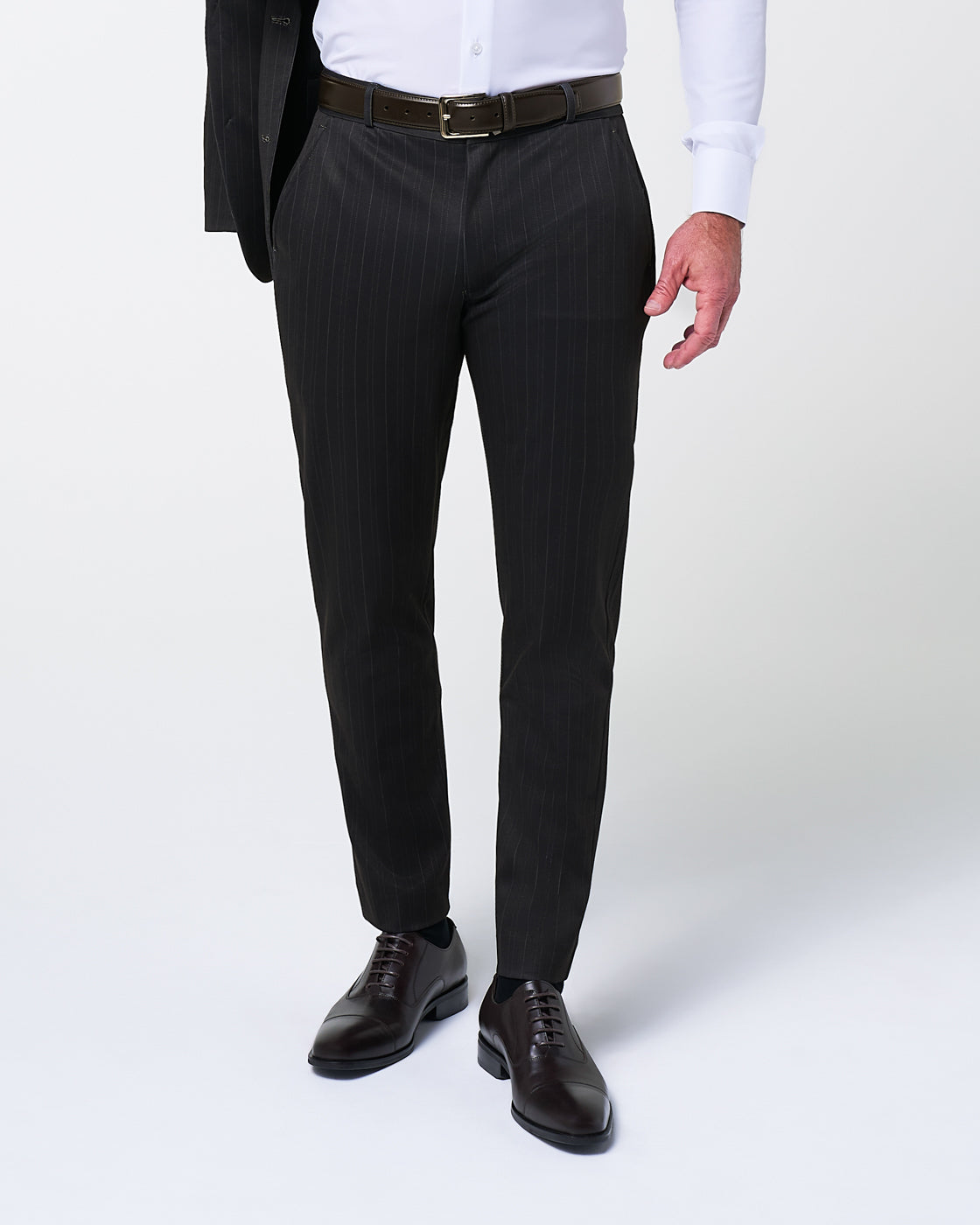 Athletic Fit Stretch Suit - Knit Navy & Grey Big Stripe