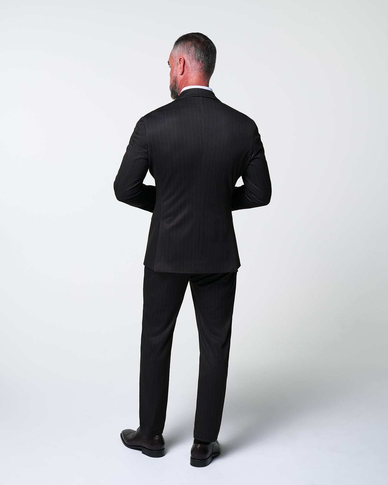 Athletic Fit Stretch Suit - Knit Navy & Grey Big Stripe