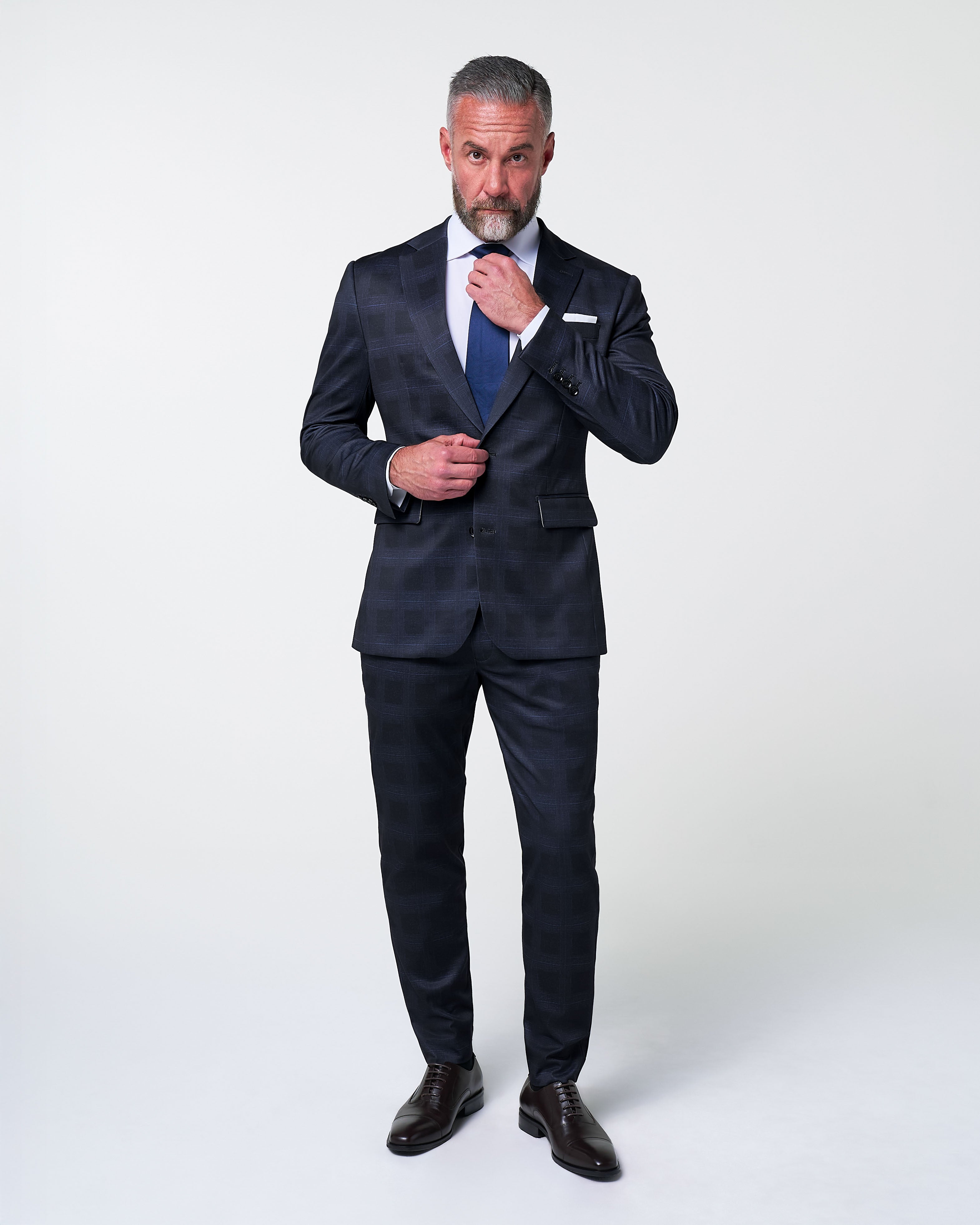 Athletic Fit Stretch Suit - Midnight Navy Plaid & Blue Plaid