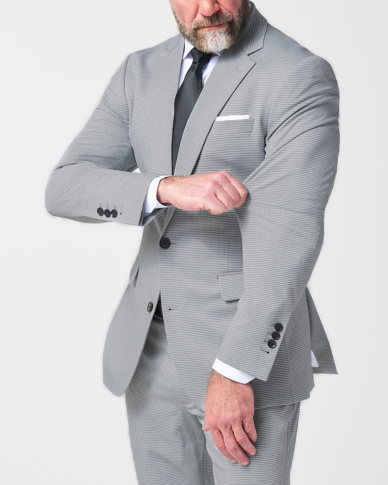 Athletic Fit Stretch Suit - Slate Grey Houndstooth