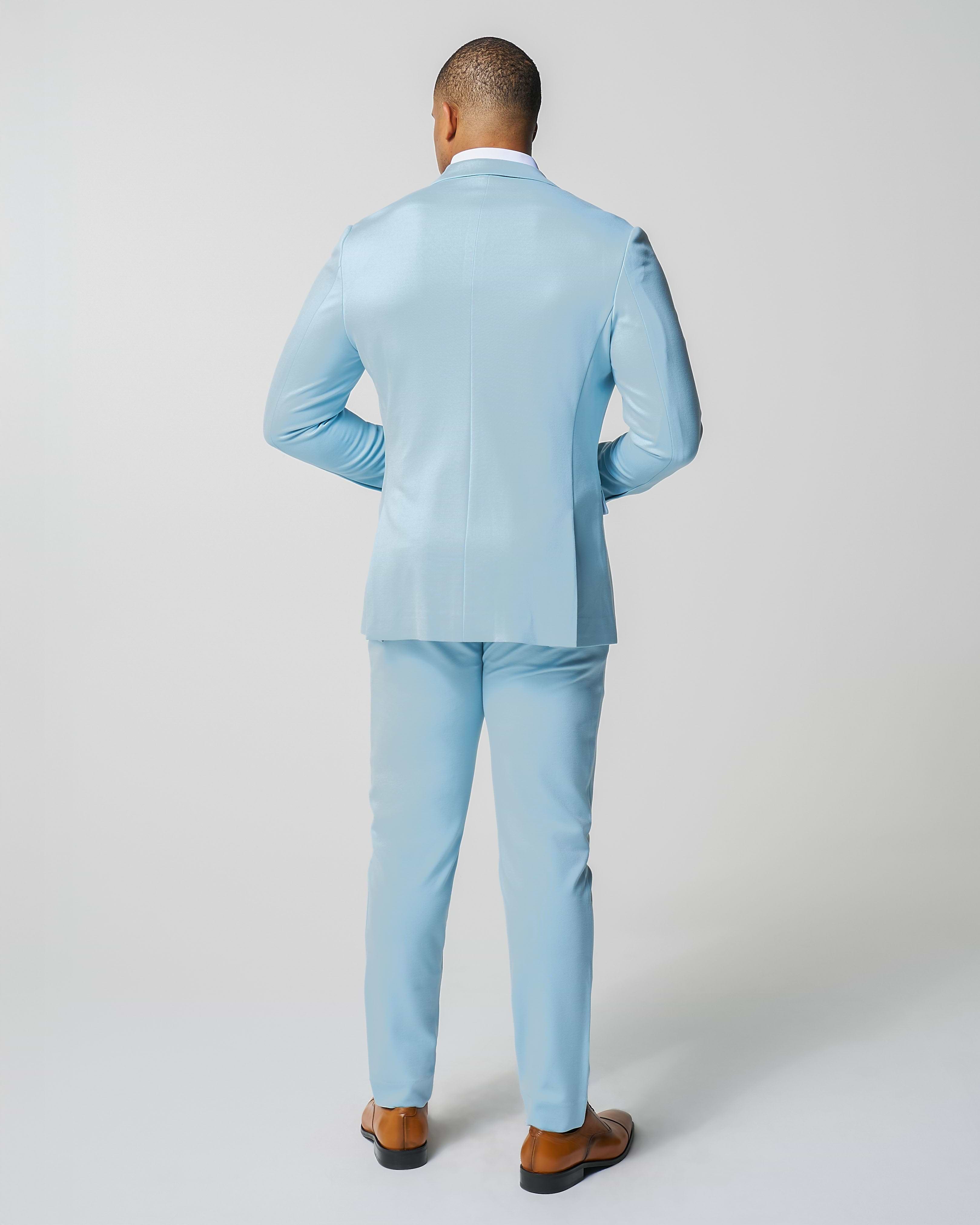 Athletic Fit Stretch Suit - Solid Cool Blue