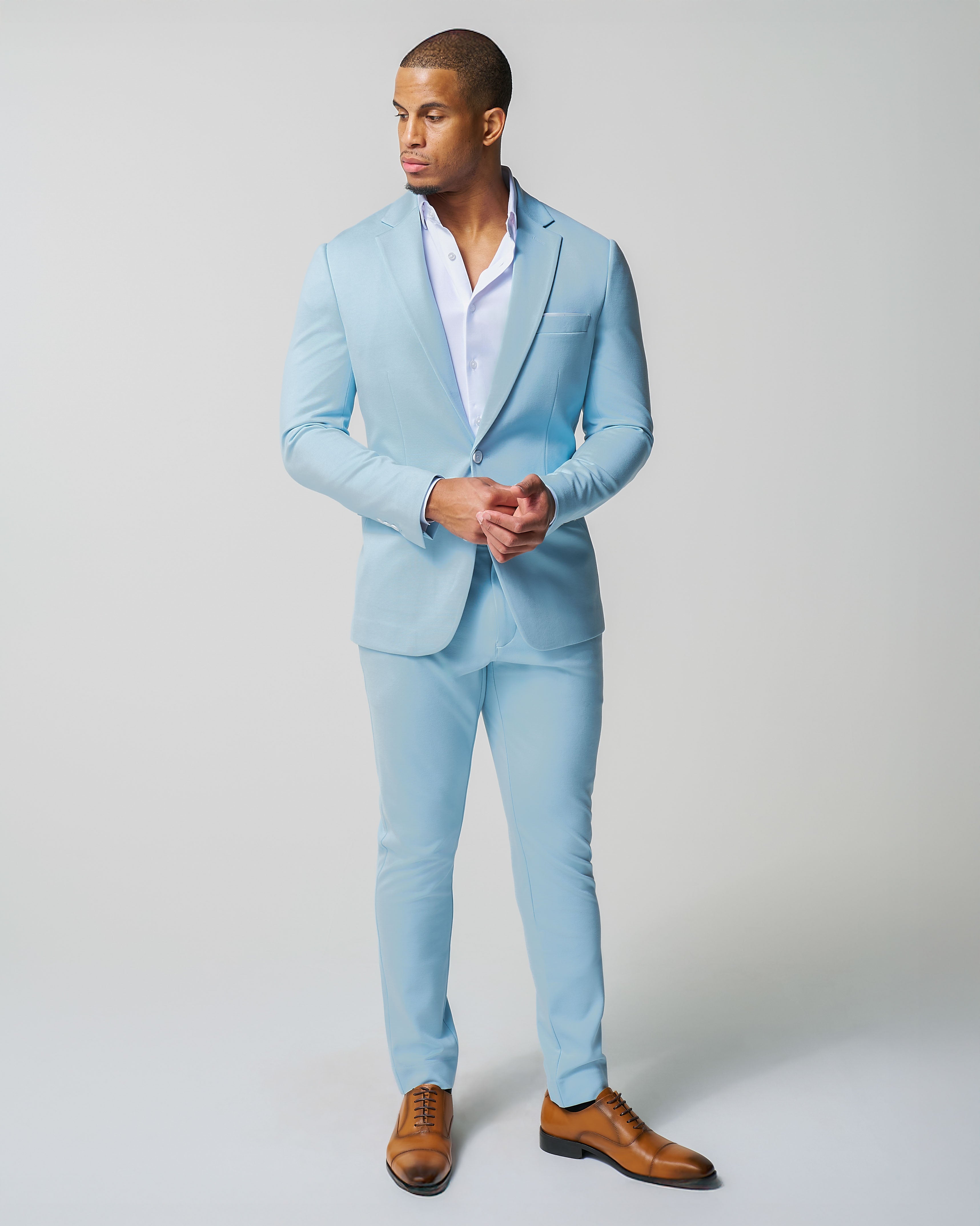 Athletic Fit Stretch Suit - Solid Cool Blue