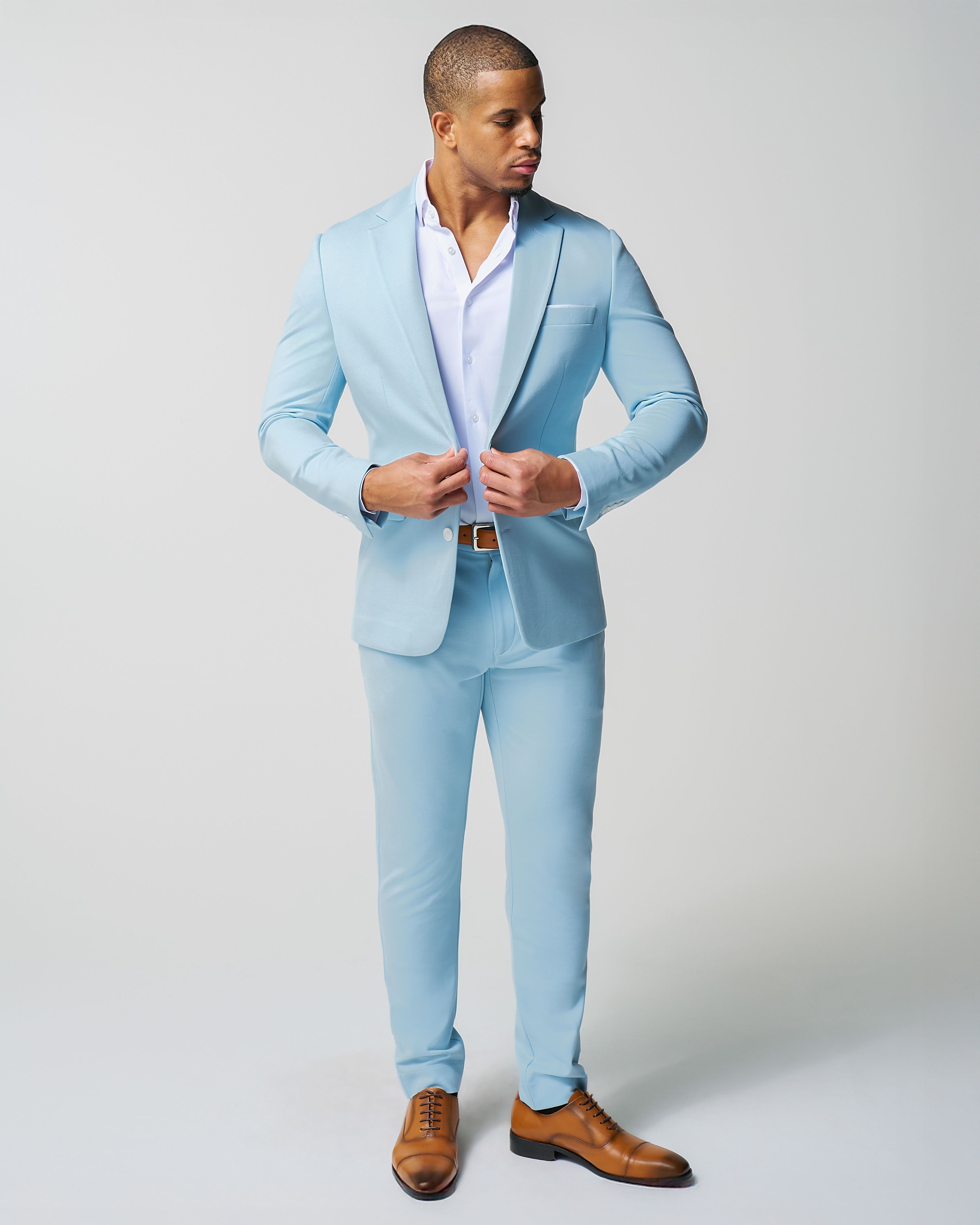 Athletic Fit Stretch Suit - Solid Cool Blue