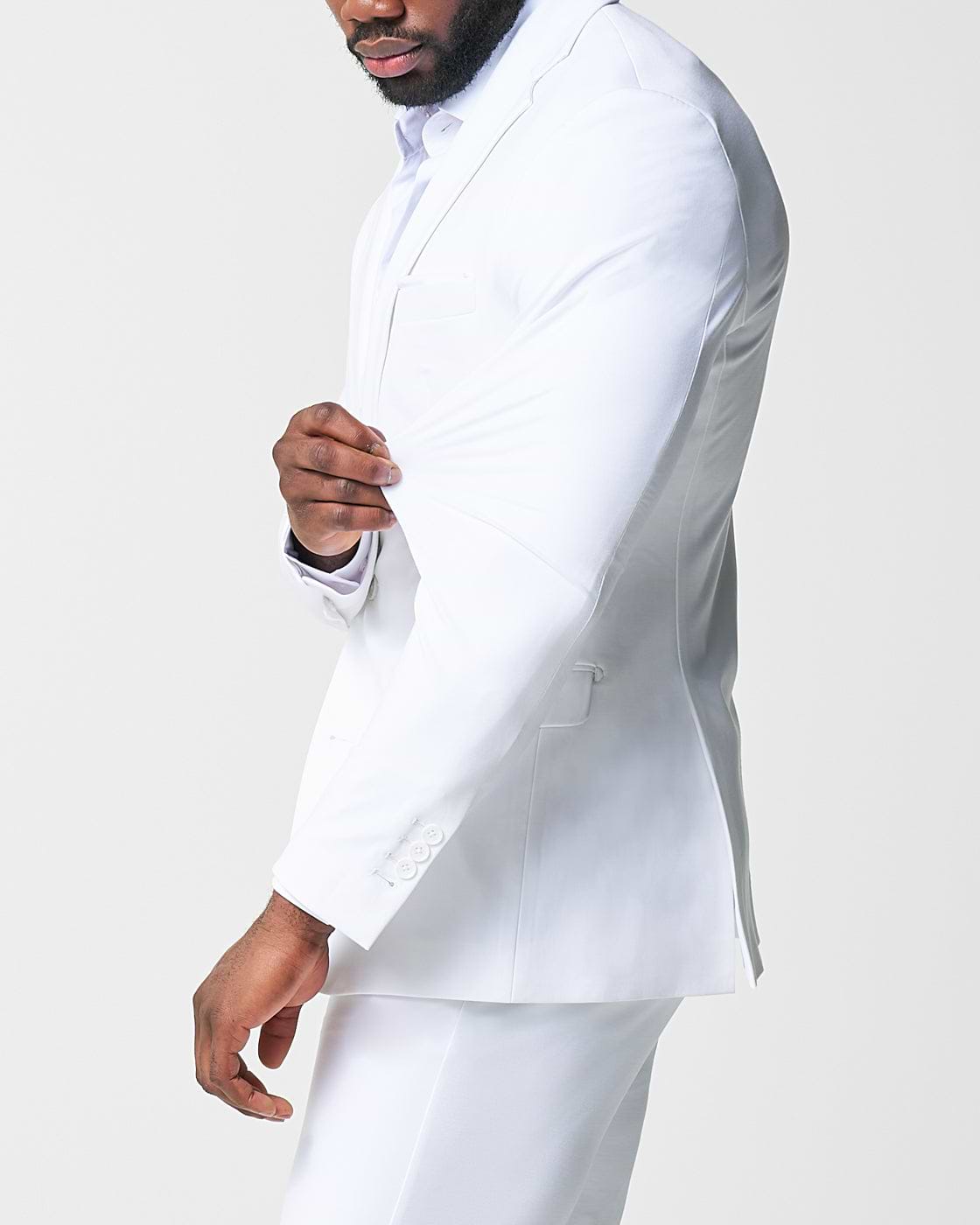 Athletic Fit Stretch Suit - Solid White