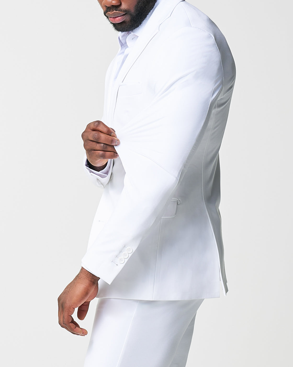 Athletic Fit Stretch Suit - Solid White