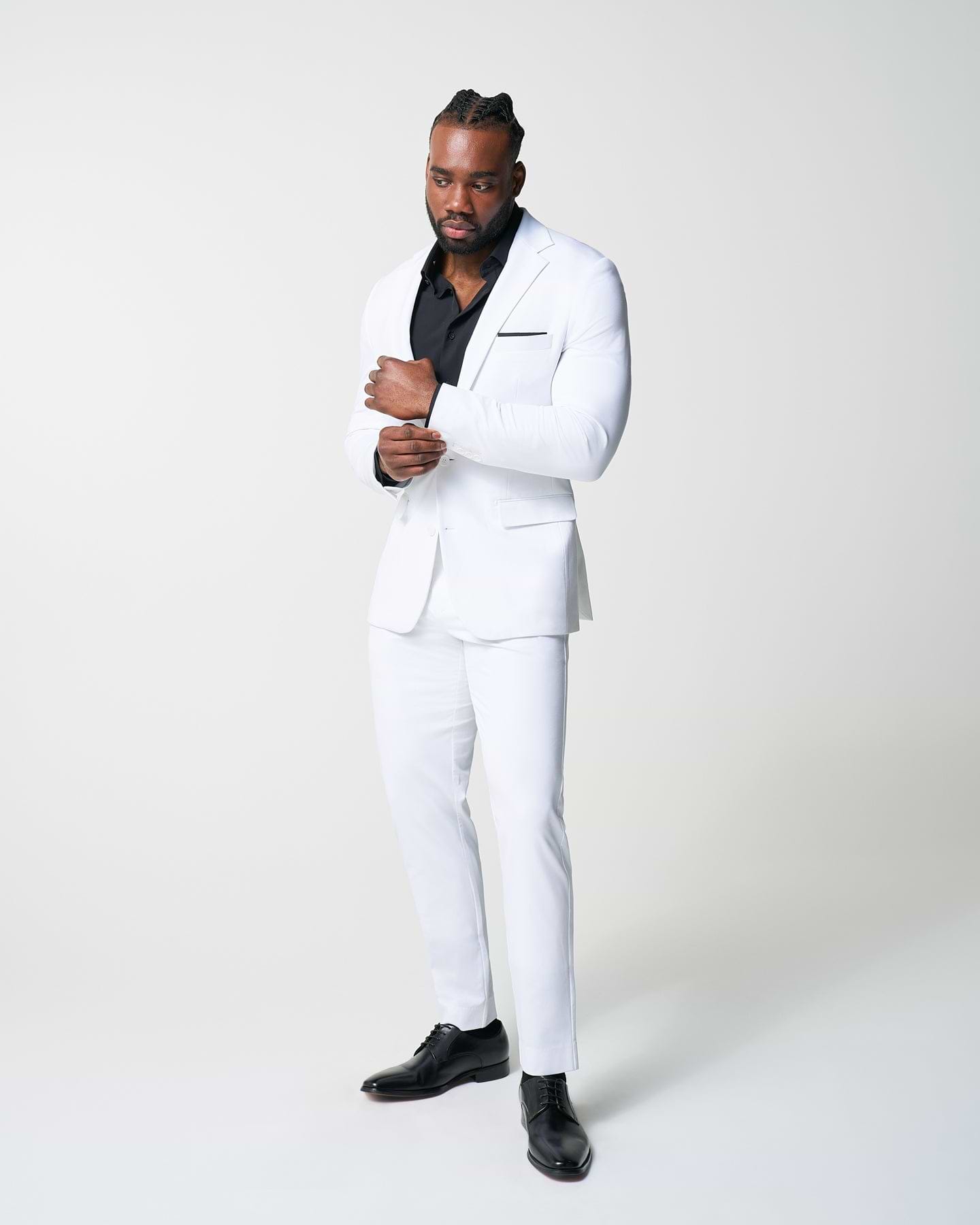 Athletic Fit Stretch Suit - Solid White
