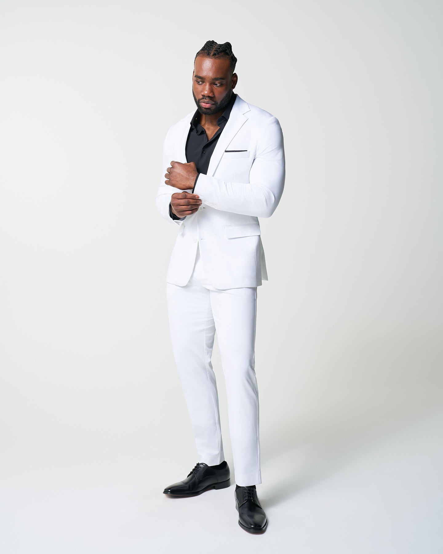 Athletic Fit Stretch Suit - Solid White