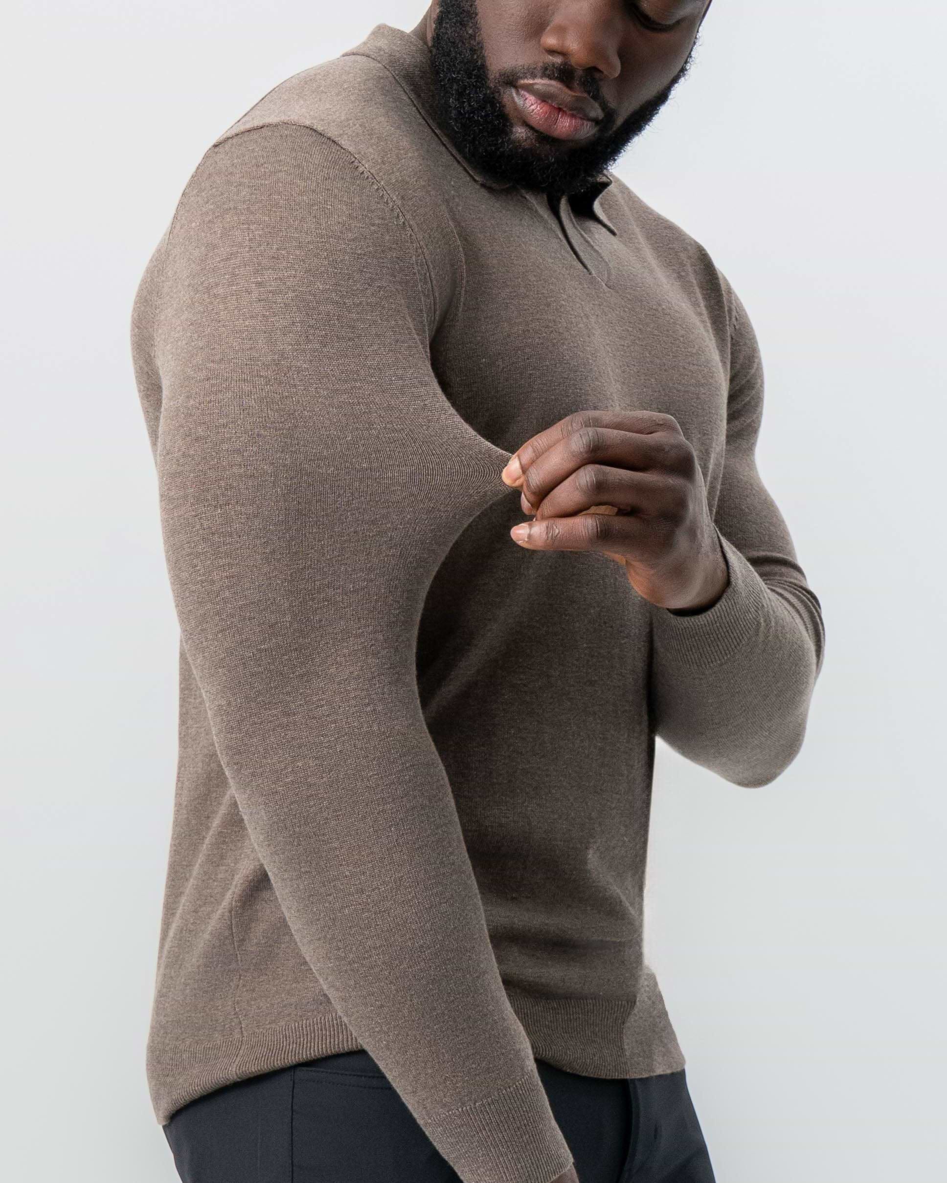 Buttonless Sweater Polo - Brown