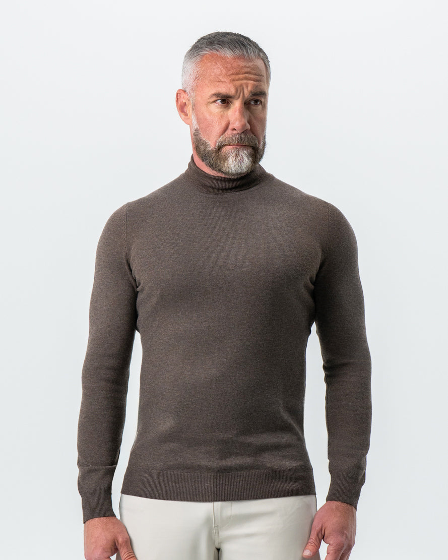 Mid-Weight Wool Turtleneck - Brown