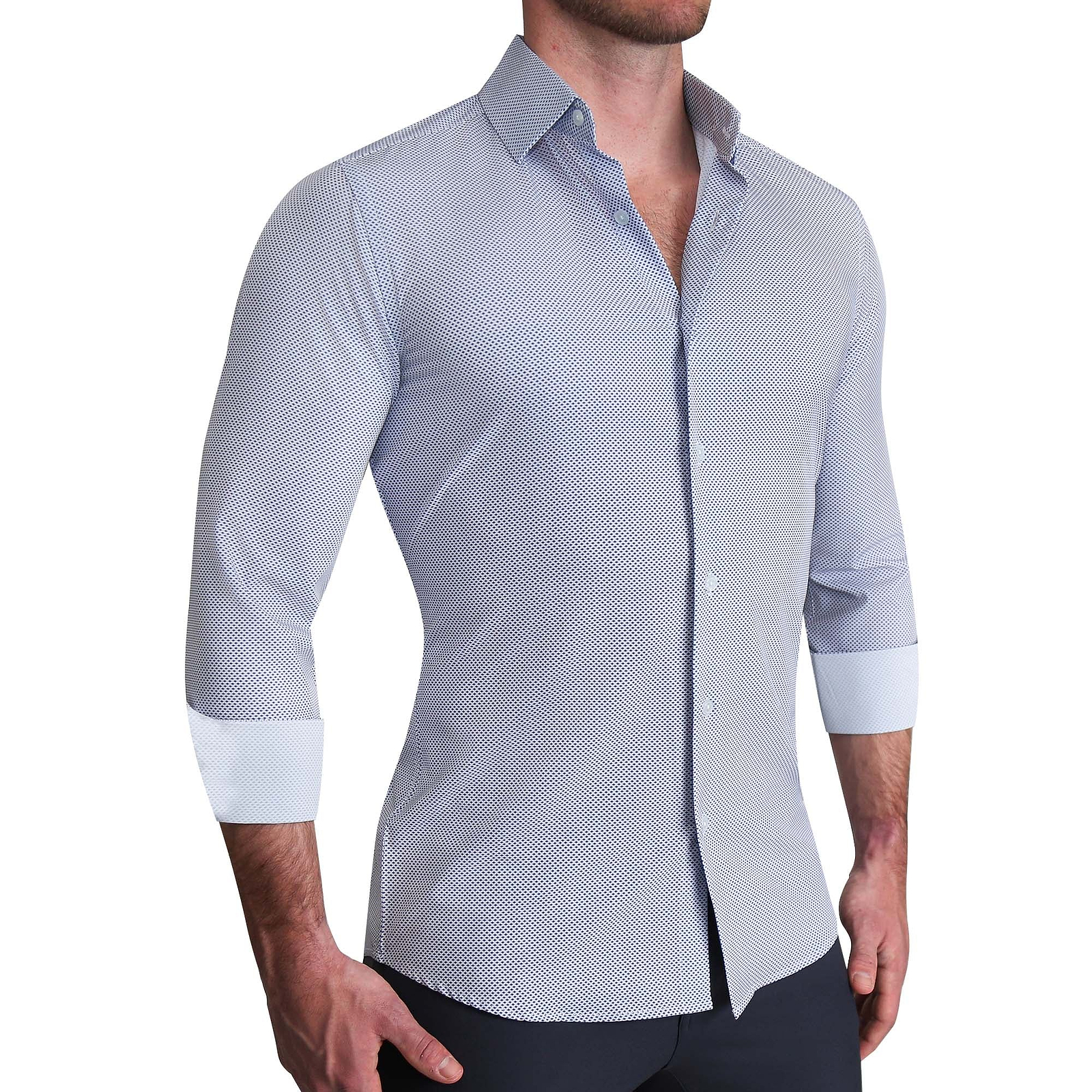 "The Charles" Navy Diamond Dress Shirt
