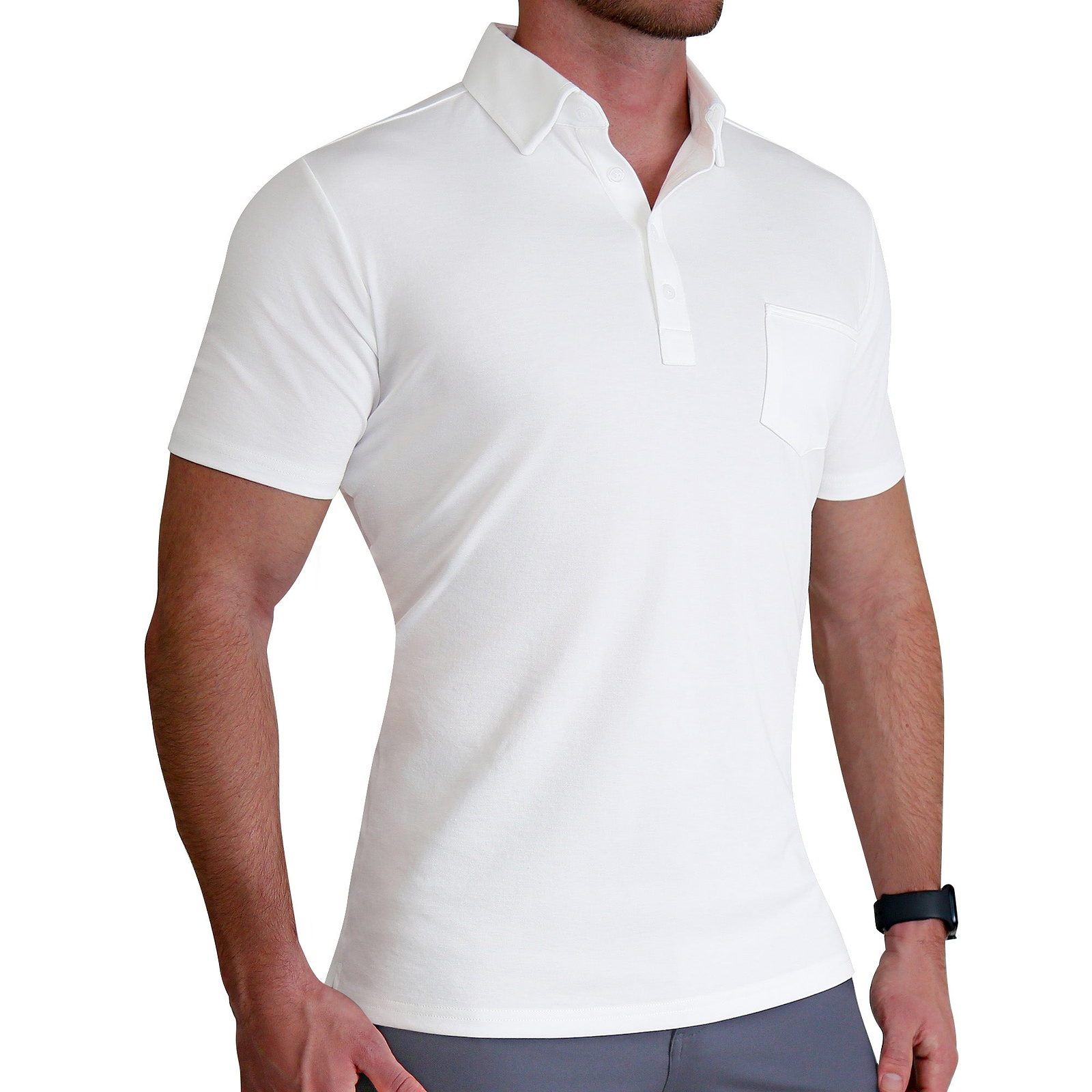 "The Noah" White Pique Polo