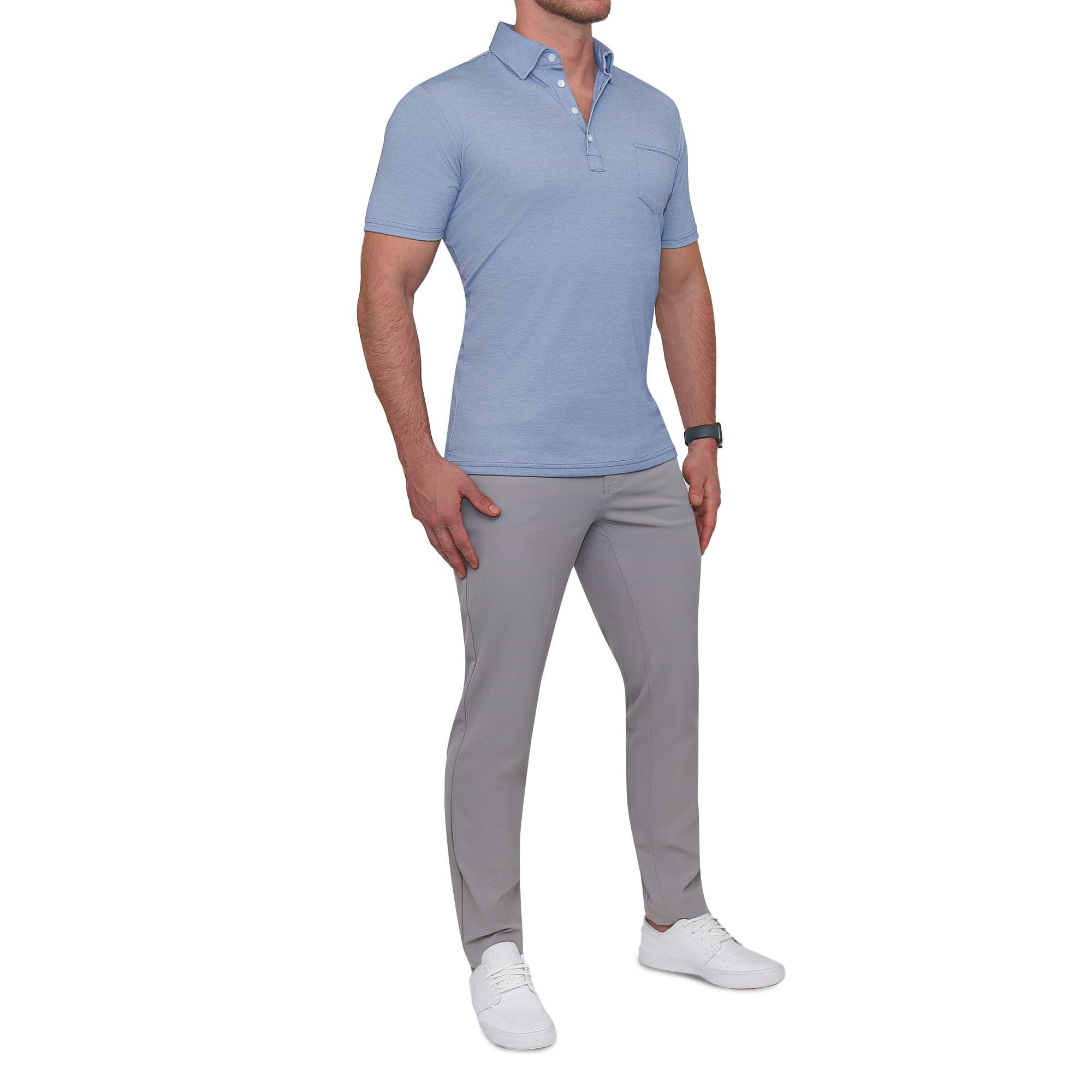 "The Matt" Sky Blue Pique Polo