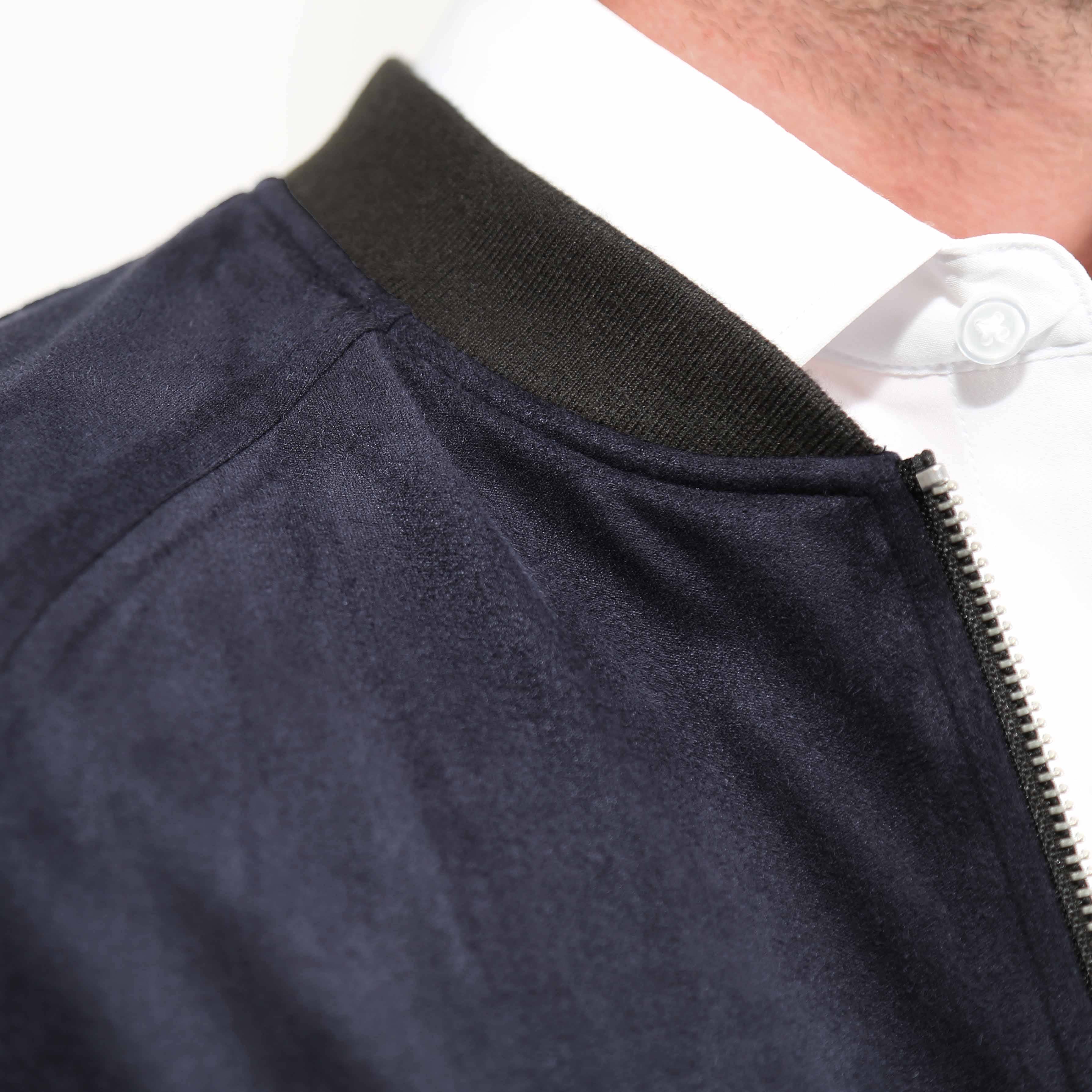 Suede Stretch Bomber - Navy