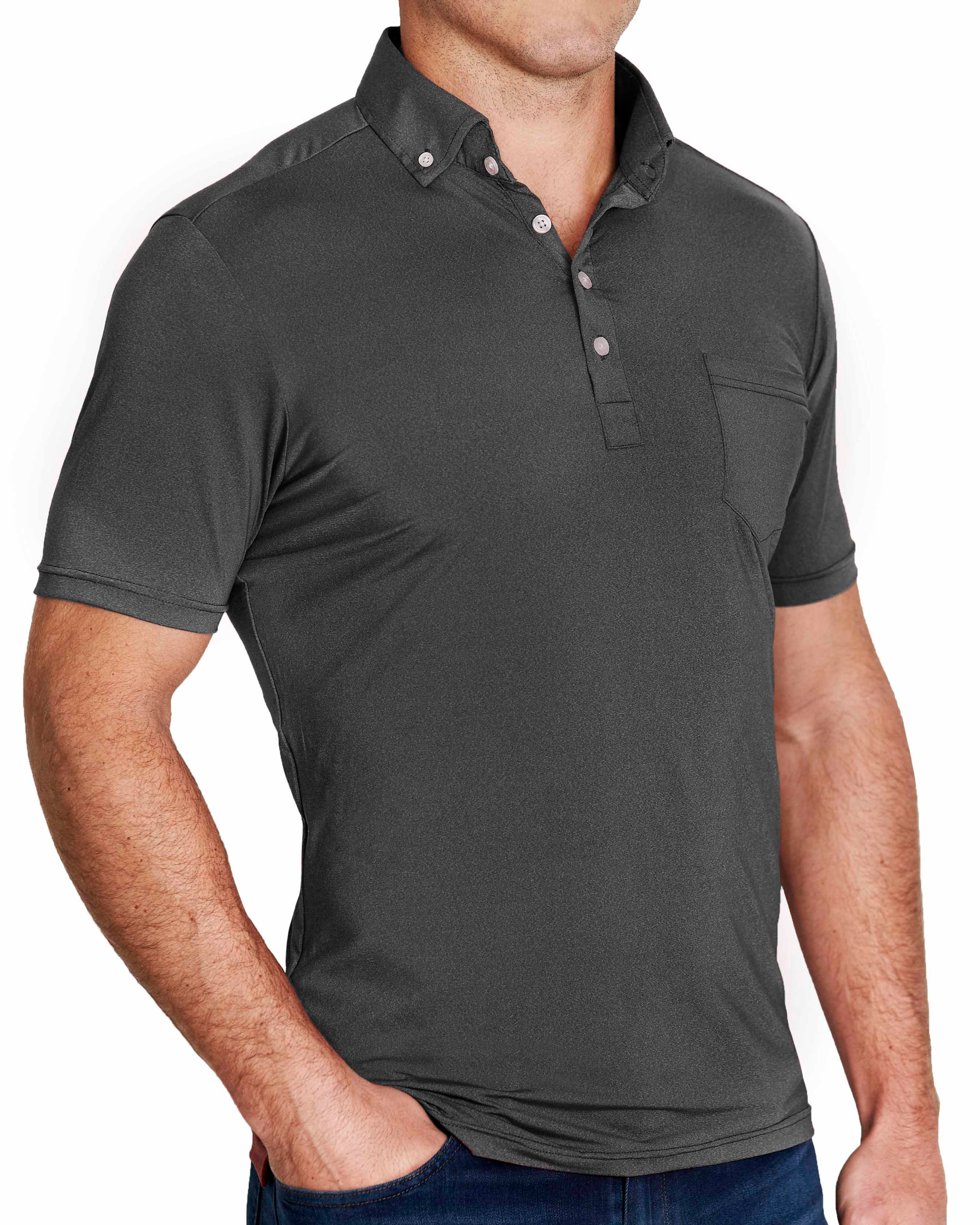 "The Allen" Charcoal Tech Polo