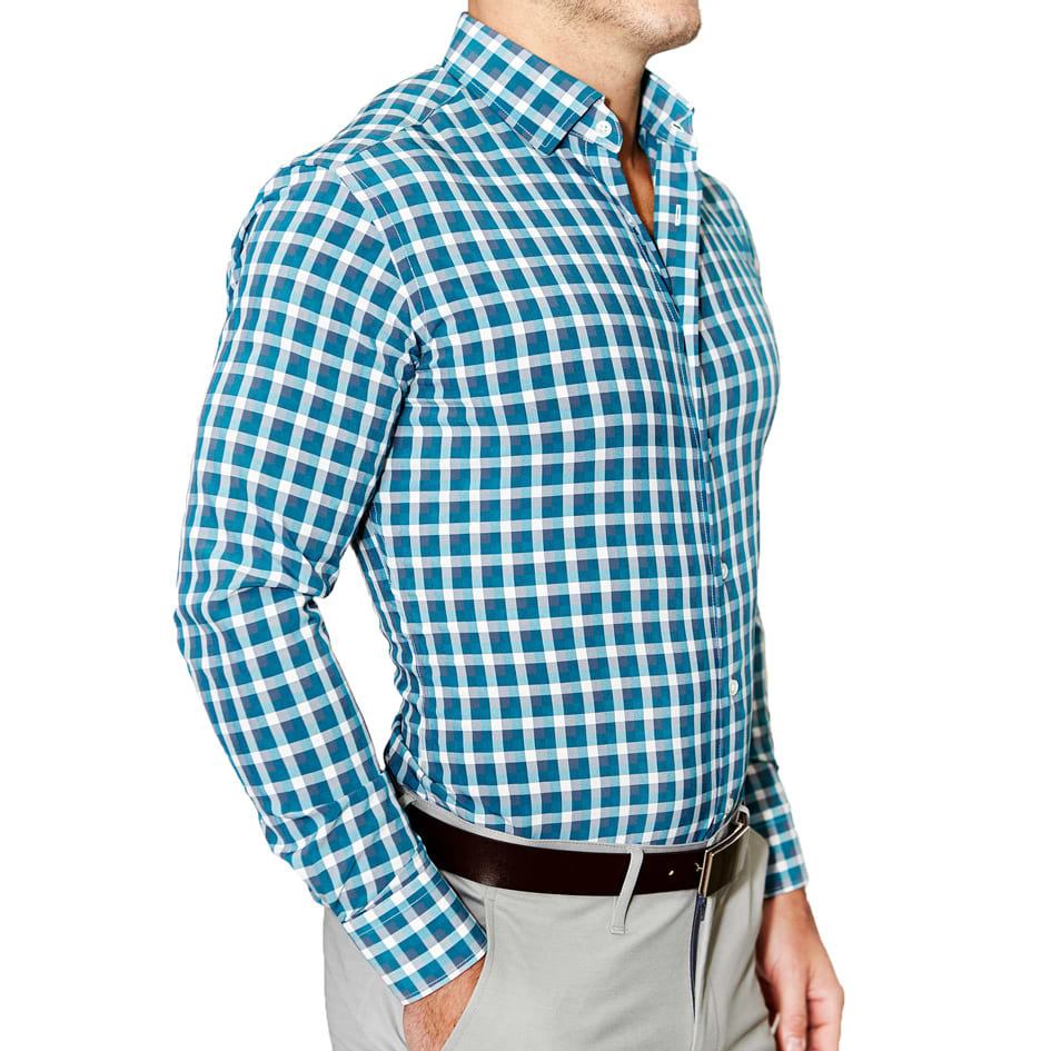 "The Bagley" Teal, Grey and White Triple Check