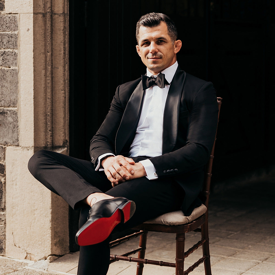Athletic Fit Stretch Tuxedo - Black with Shawl Lapel
