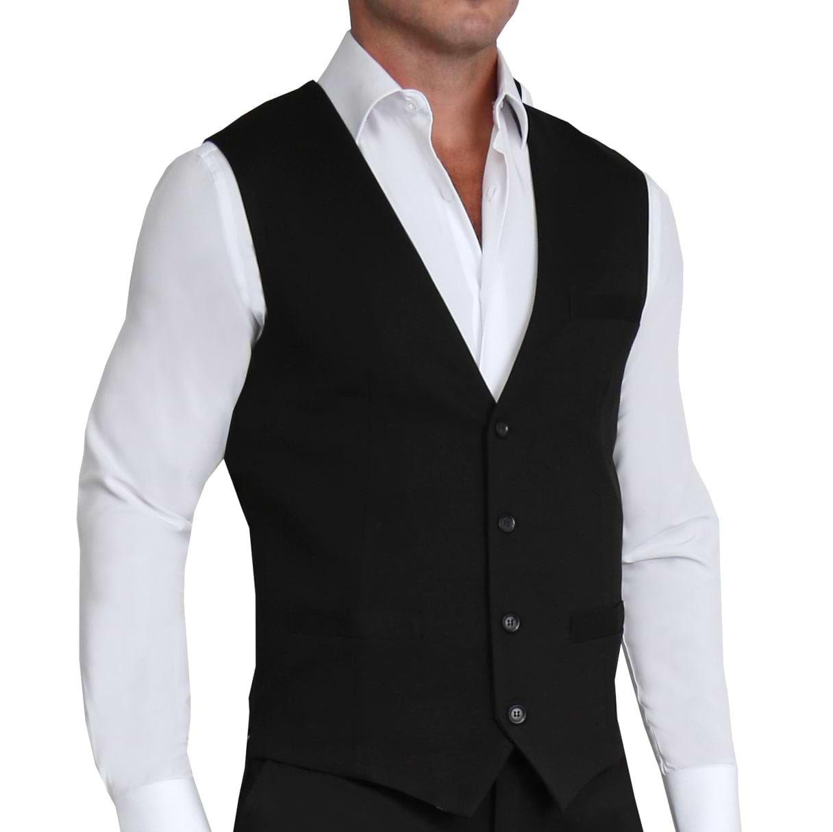 Athletic Fit Stretch Suit Vest - Black