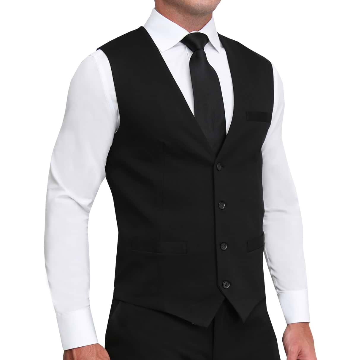 Athletic Fit Stretch Suit Vest - Black