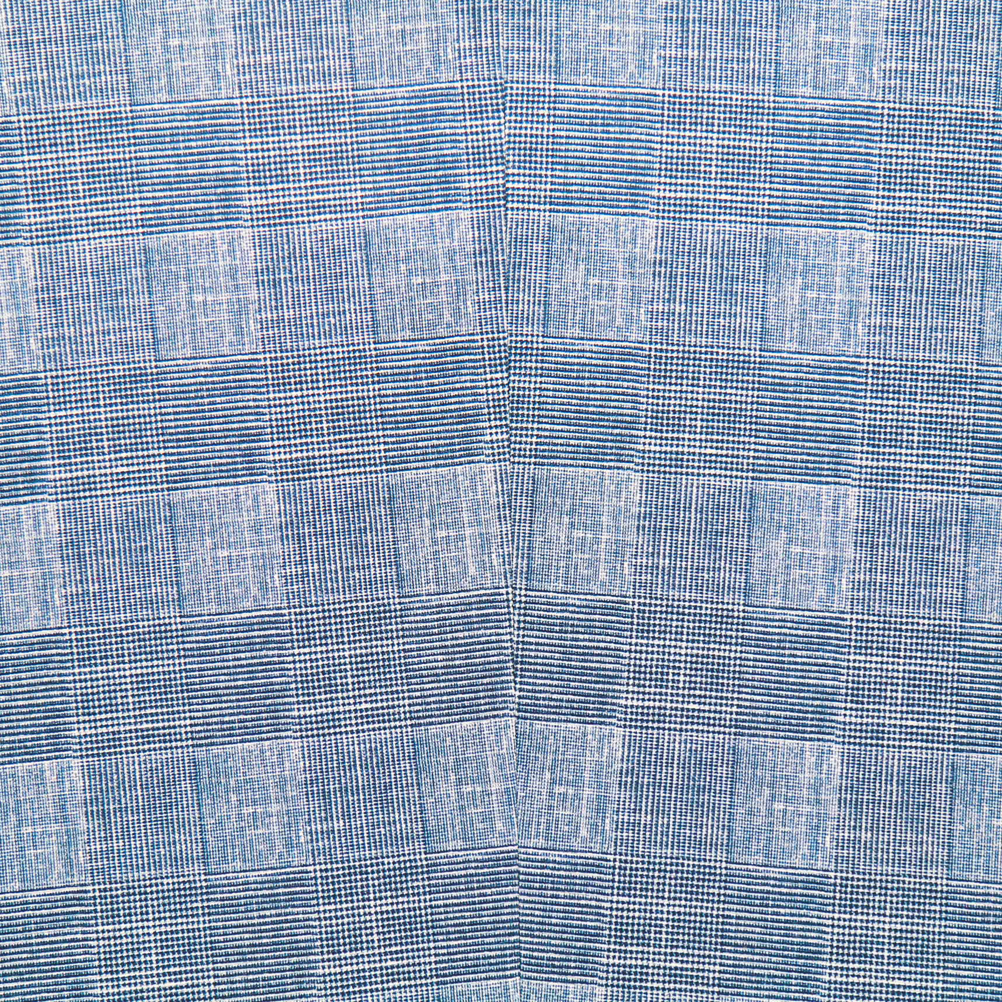 Athletic Fit Stretch Suit - Knit Light Blue, Navy & White Plaid