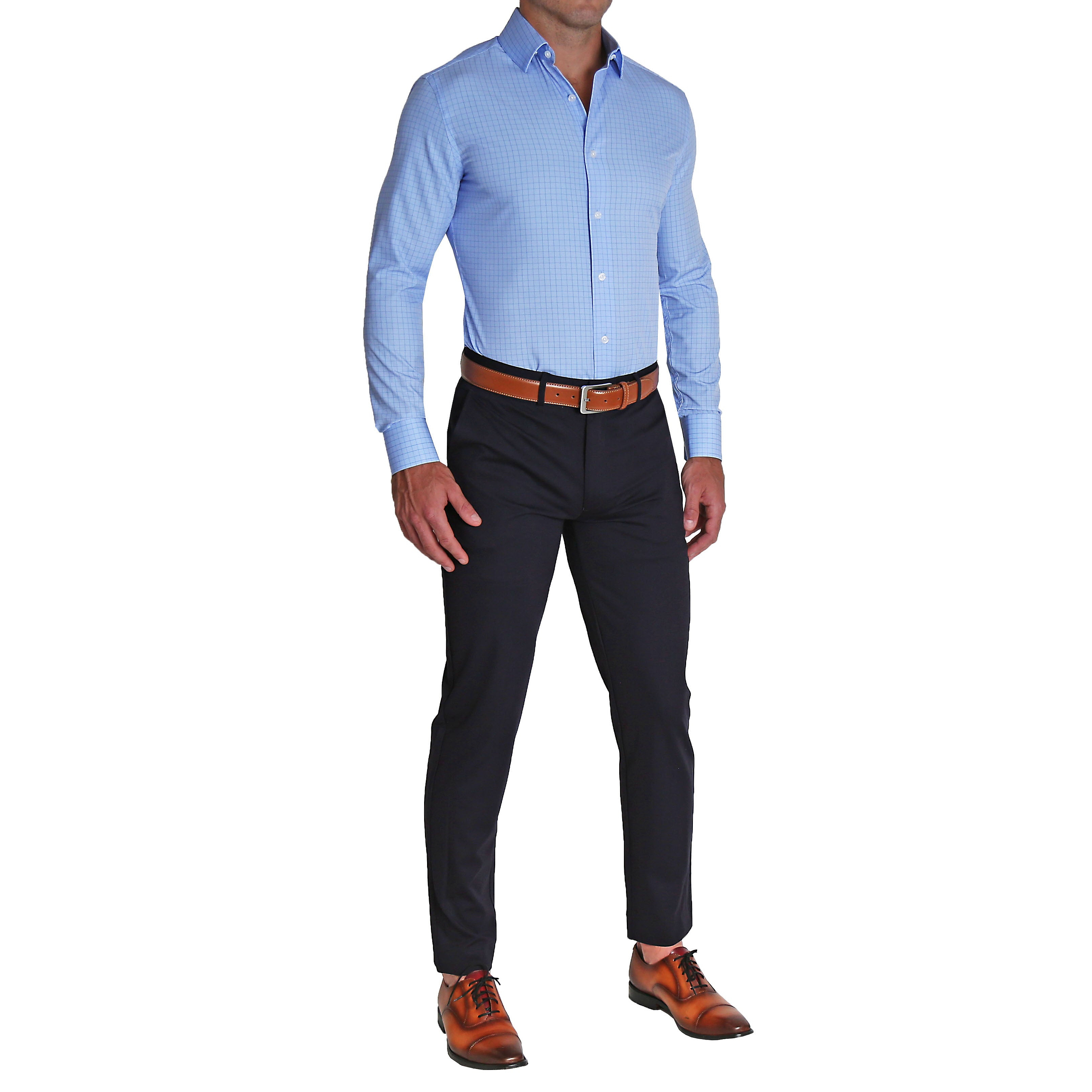 "The Reynolds" Powder Blue & Navy Windowpane - Classic Fit