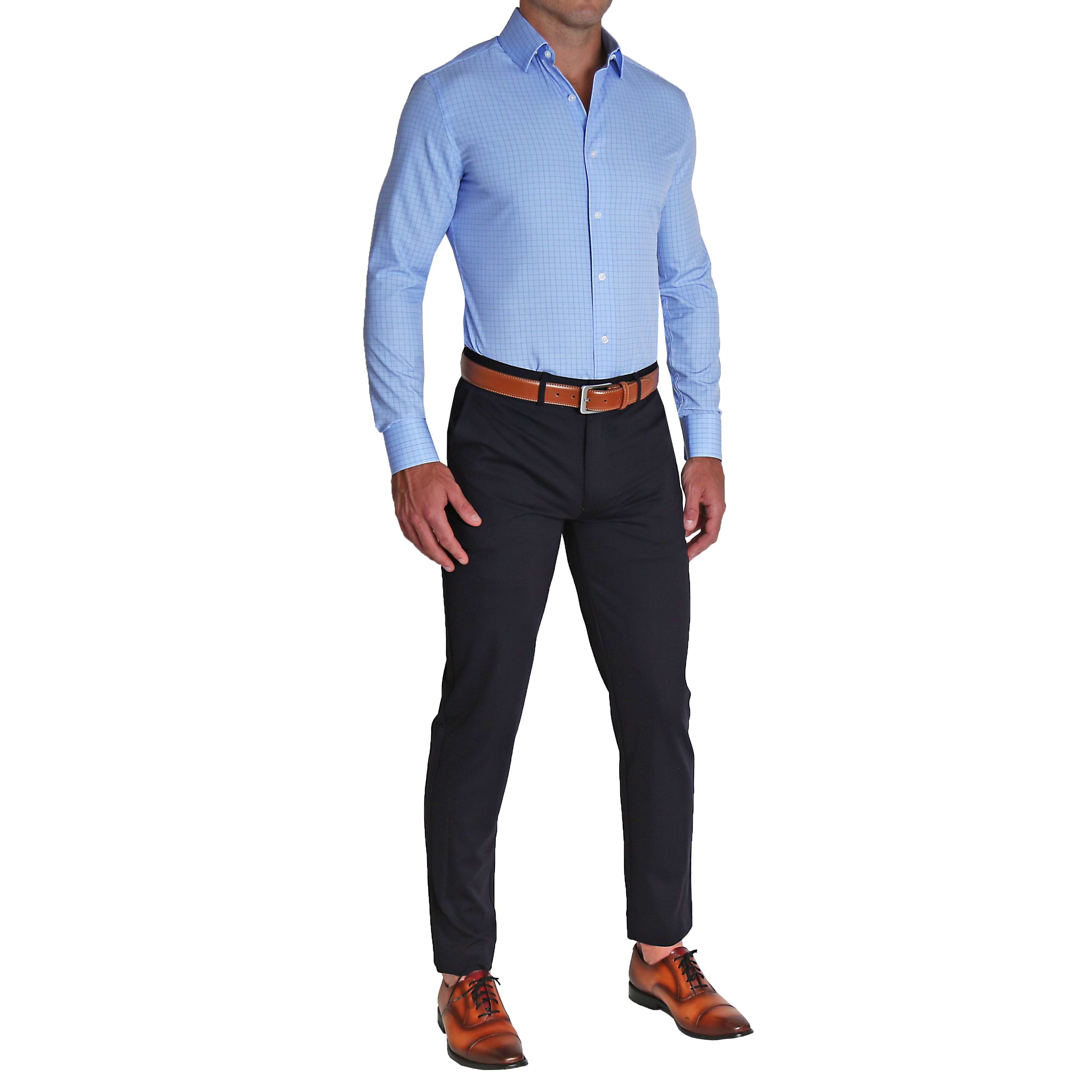"The Reynolds" Powder Blue & Navy Windowpane - Classic Fit