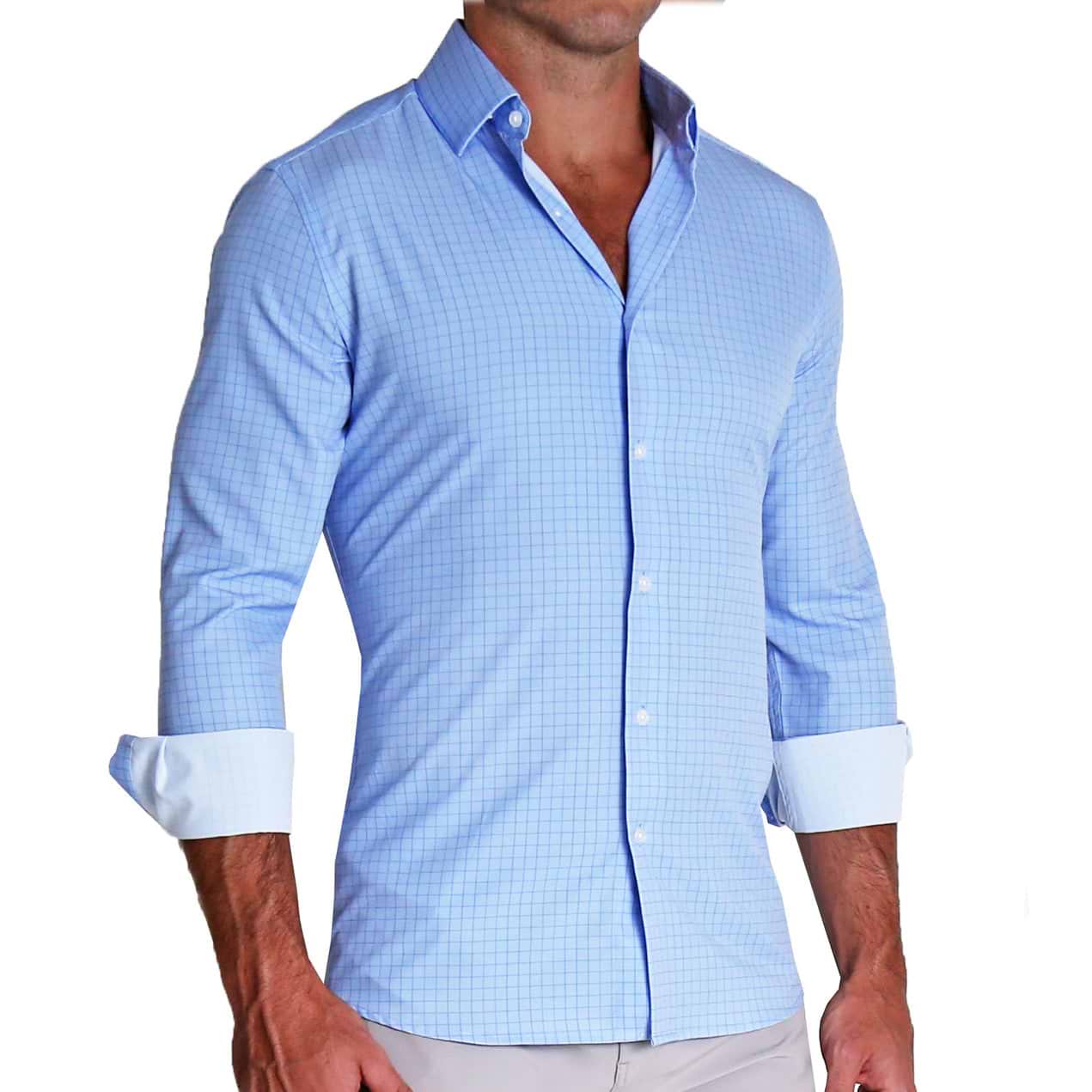 "The Reynolds" Powder Blue & Navy Windowpane - Classic Fit