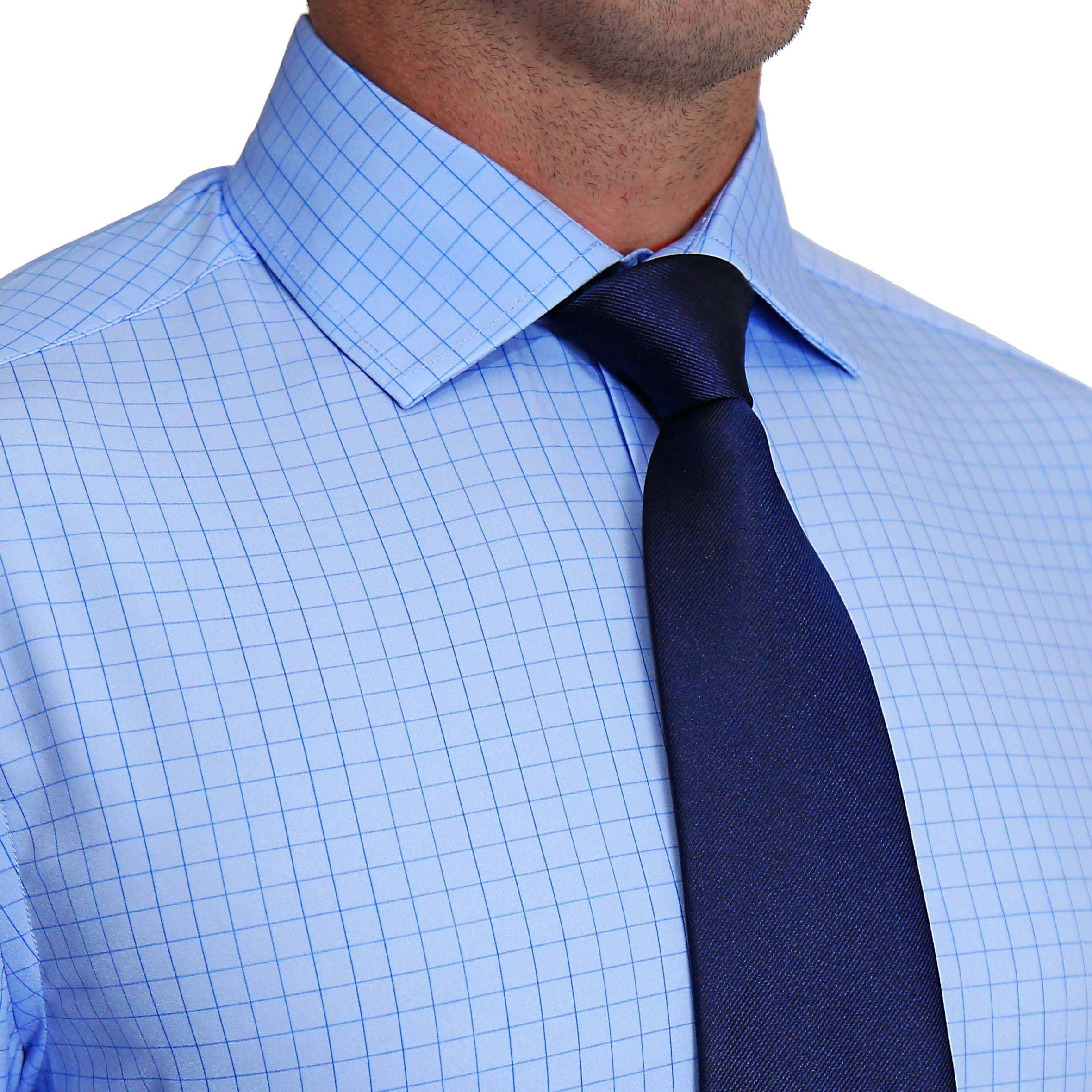 "The Reynolds" Powder Blue & Navy Windowpane - Classic Fit