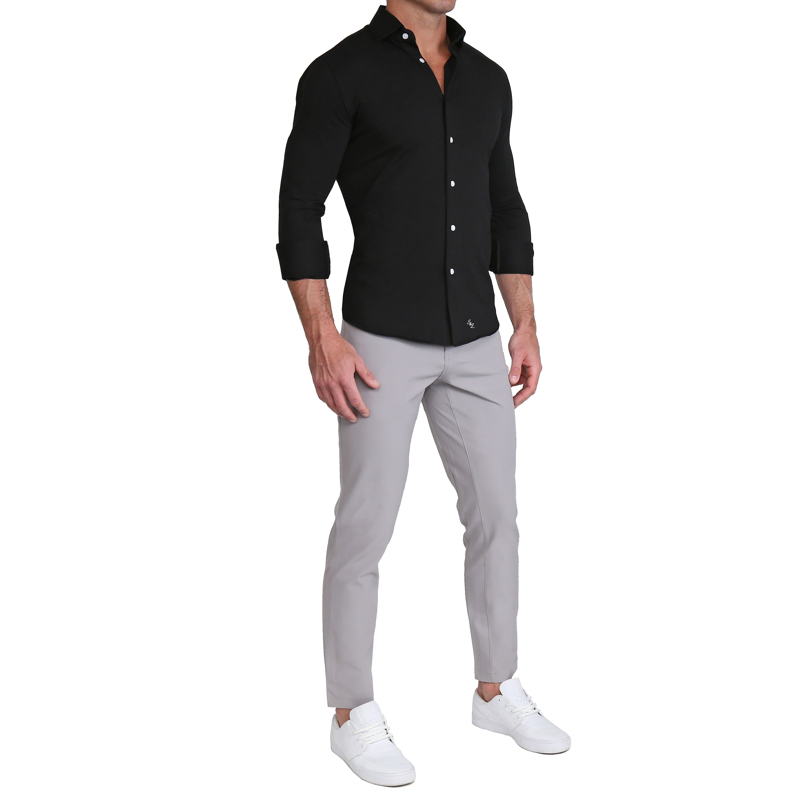 "The Dexter" Black Casual Button Down