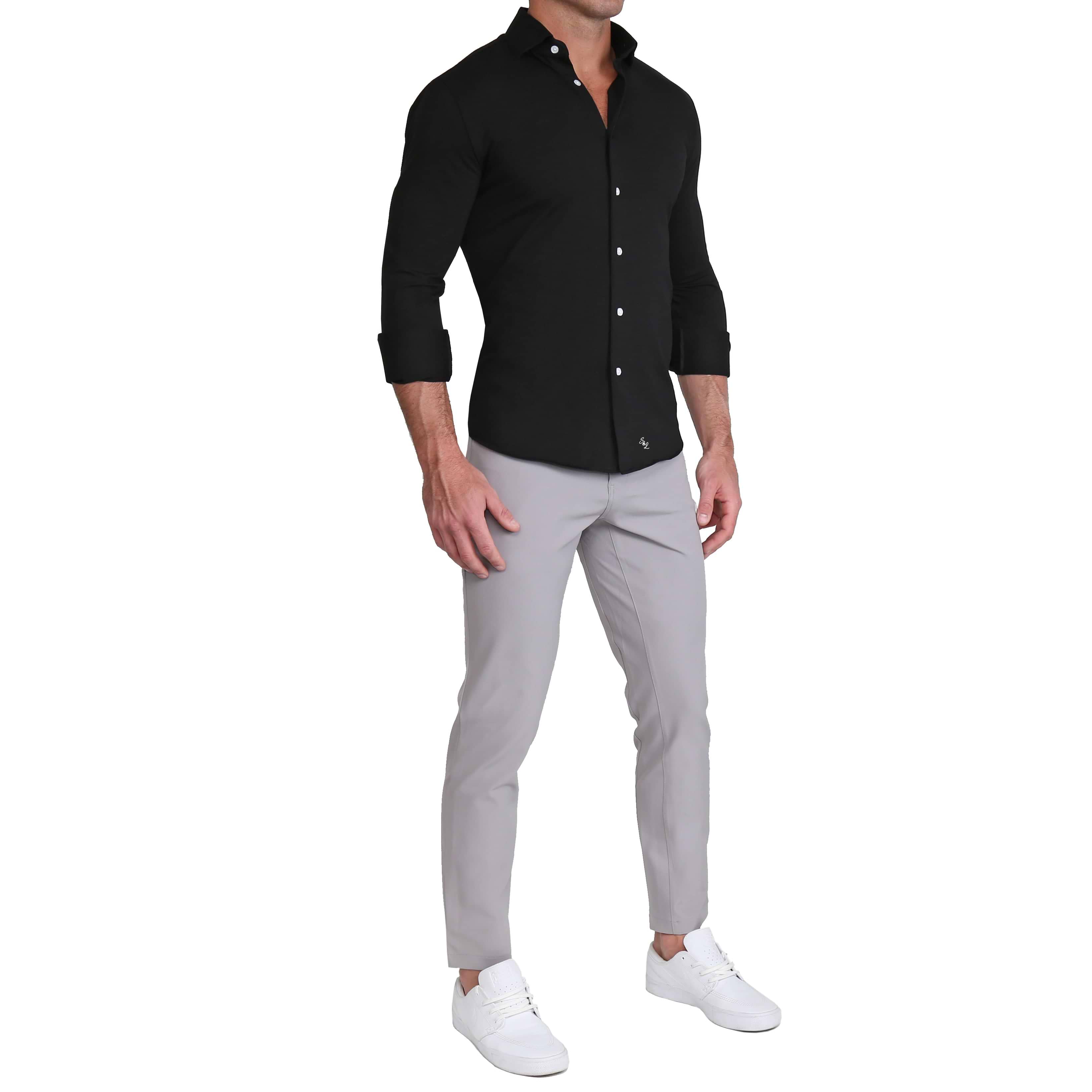 "The Dexter" Black Casual Button Down