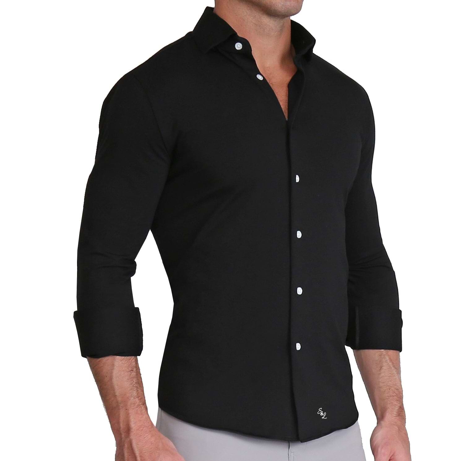 "The Dexter" Black Casual Button Down