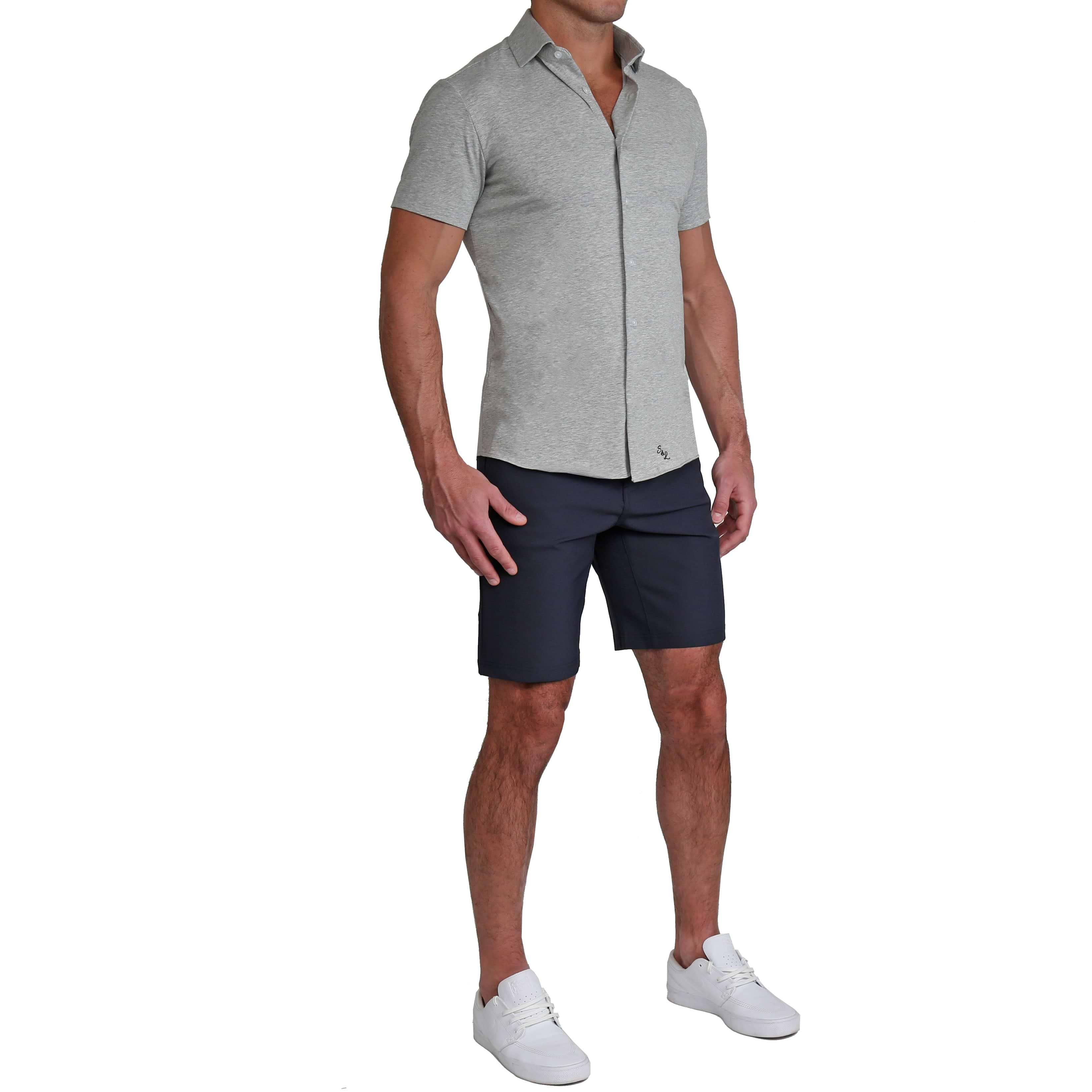 "The Baldwin" Grey Short Sleeve Button Down