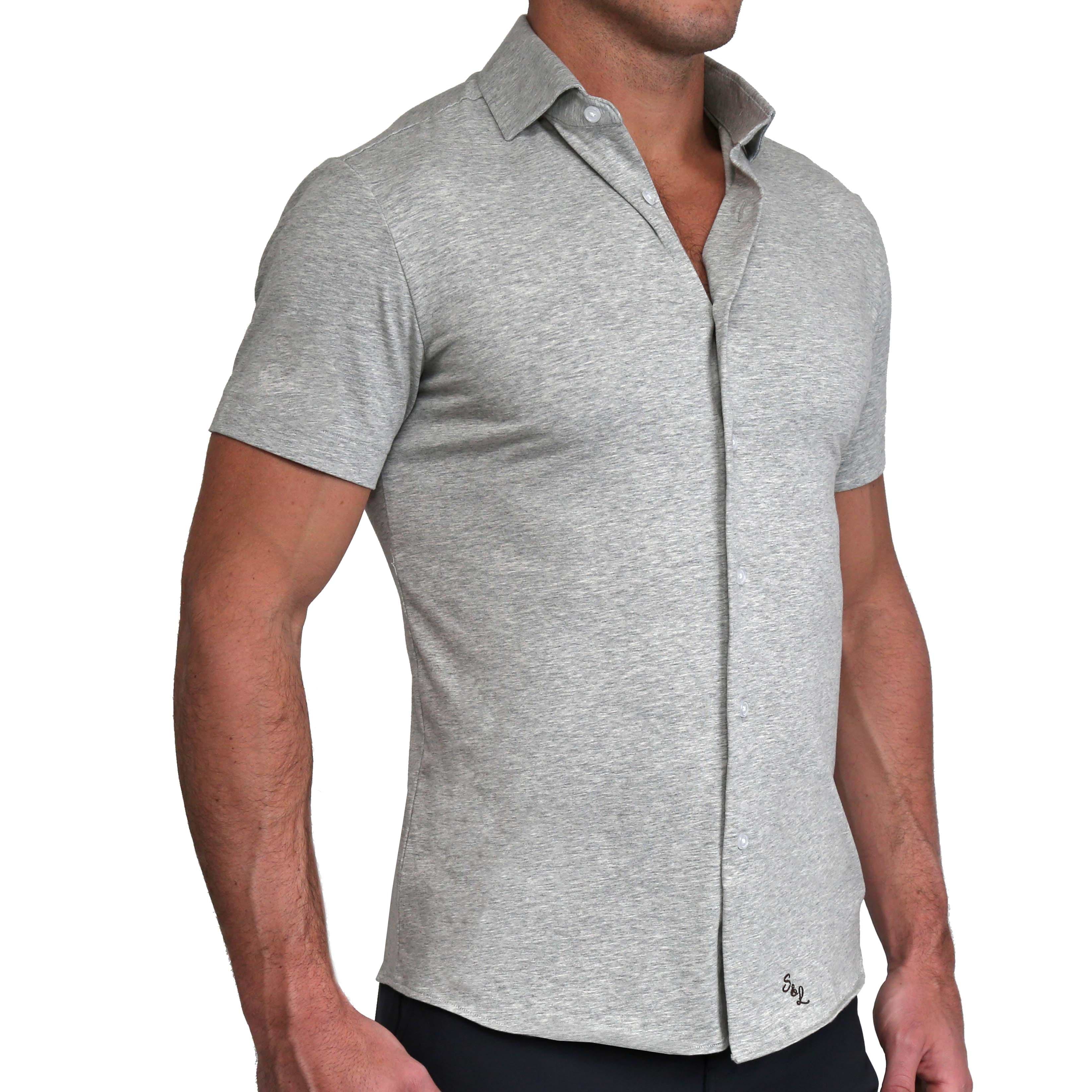 "The Baldwin" Grey Short Sleeve Button Down
