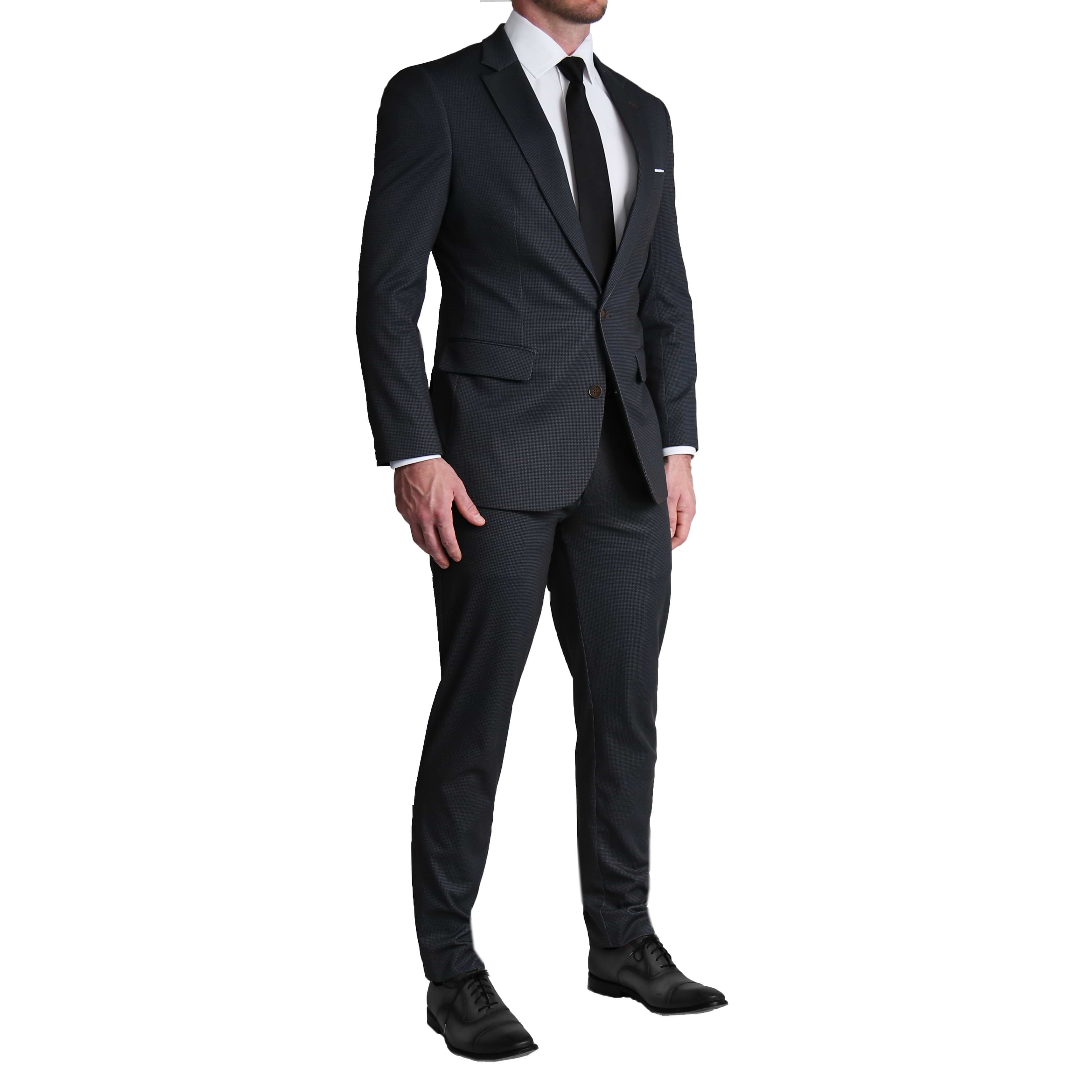 Athletic Fit Stretch Suit - Charcoal Microcheck