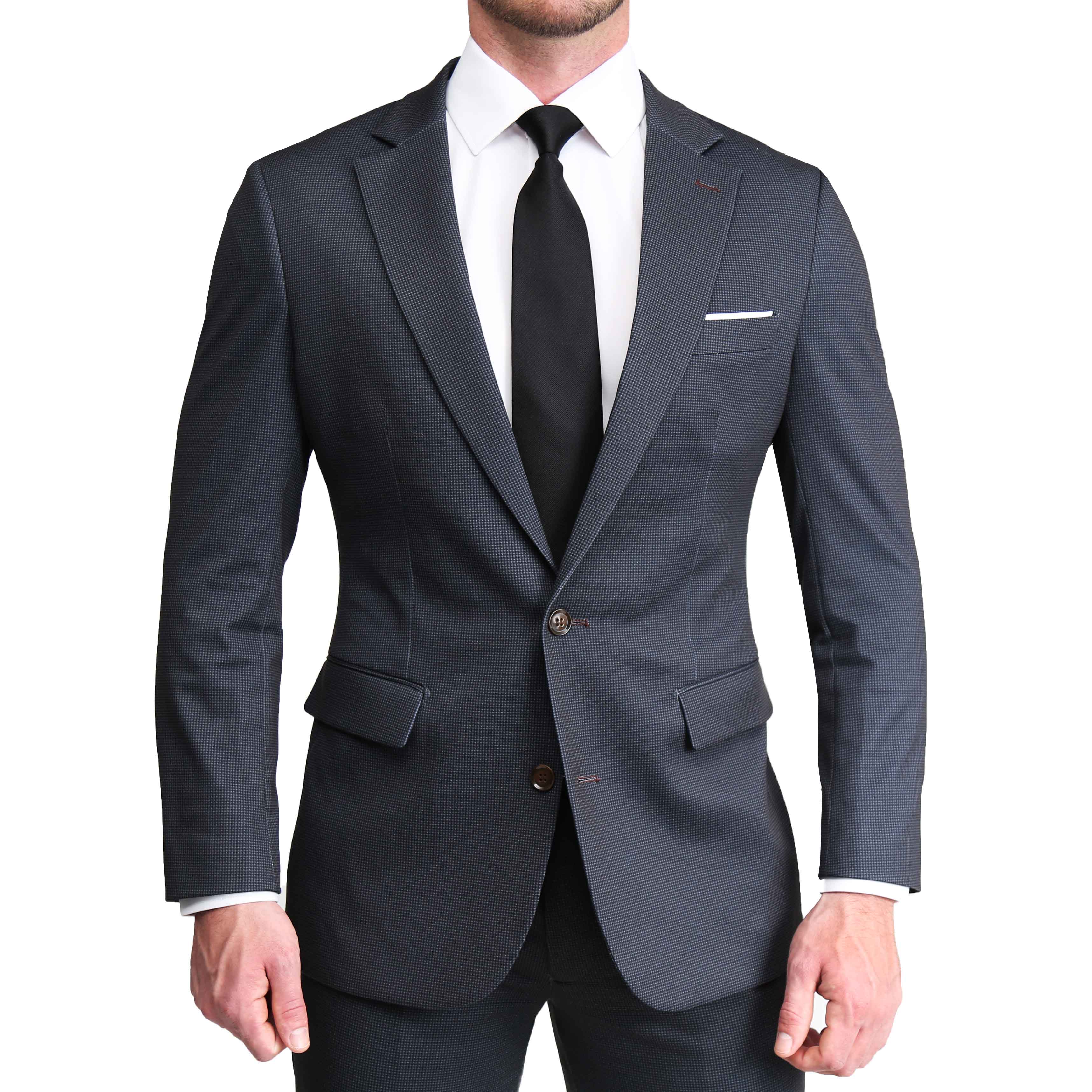 Athletic Fit Stretch Suit - Charcoal Microcheck