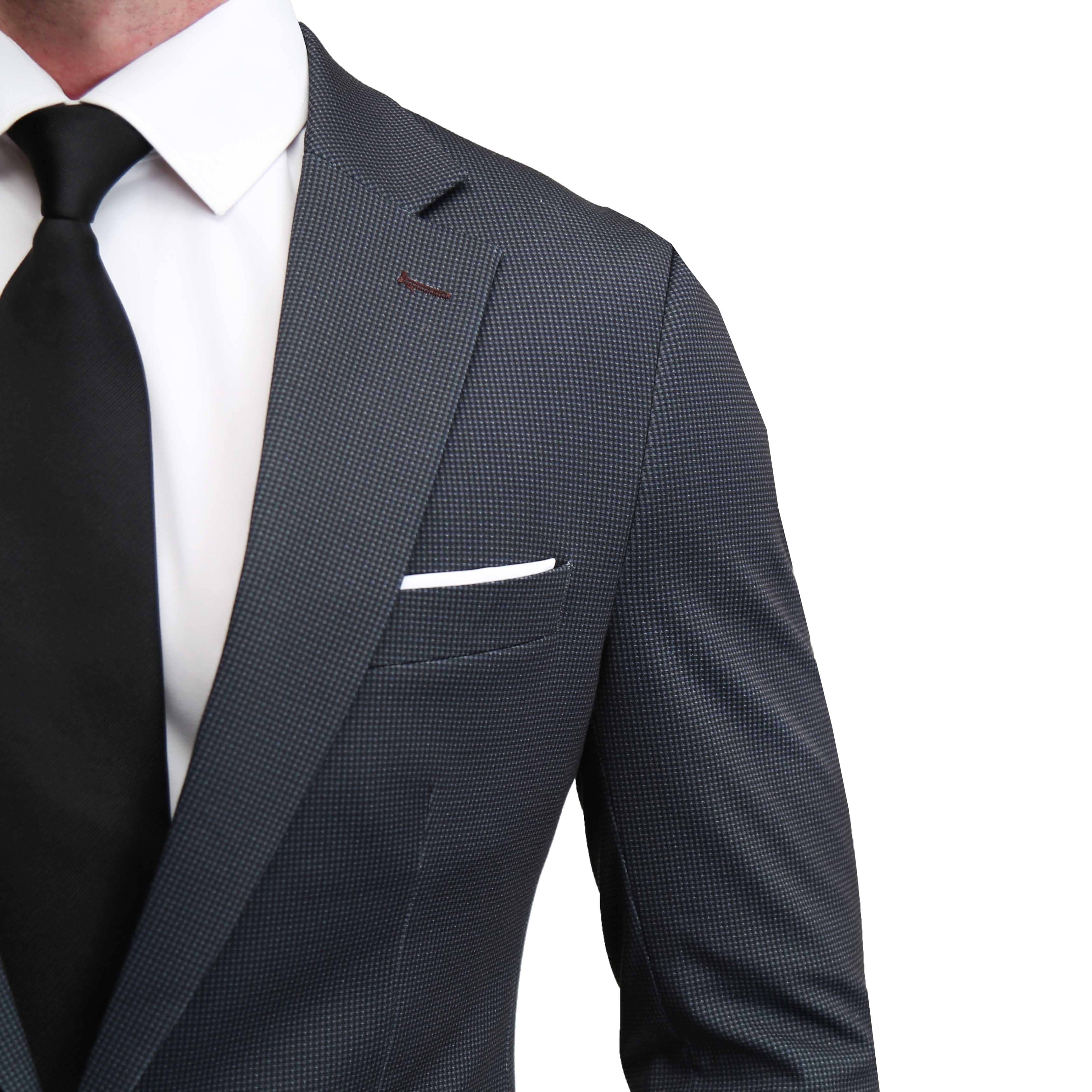 Athletic Fit Stretch Suit - Charcoal Microcheck