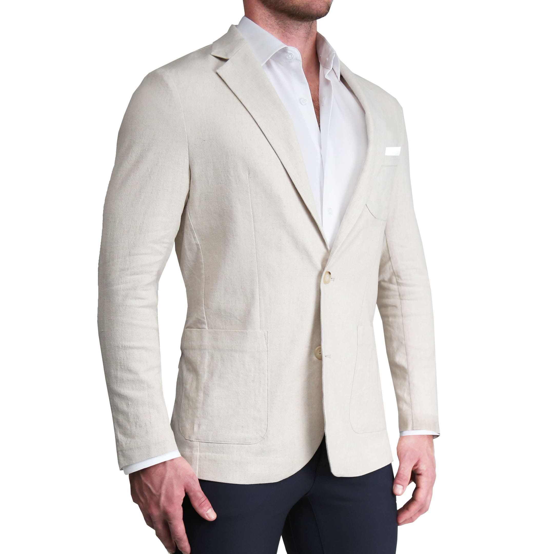 Unstructured Linen Blazer - Cream