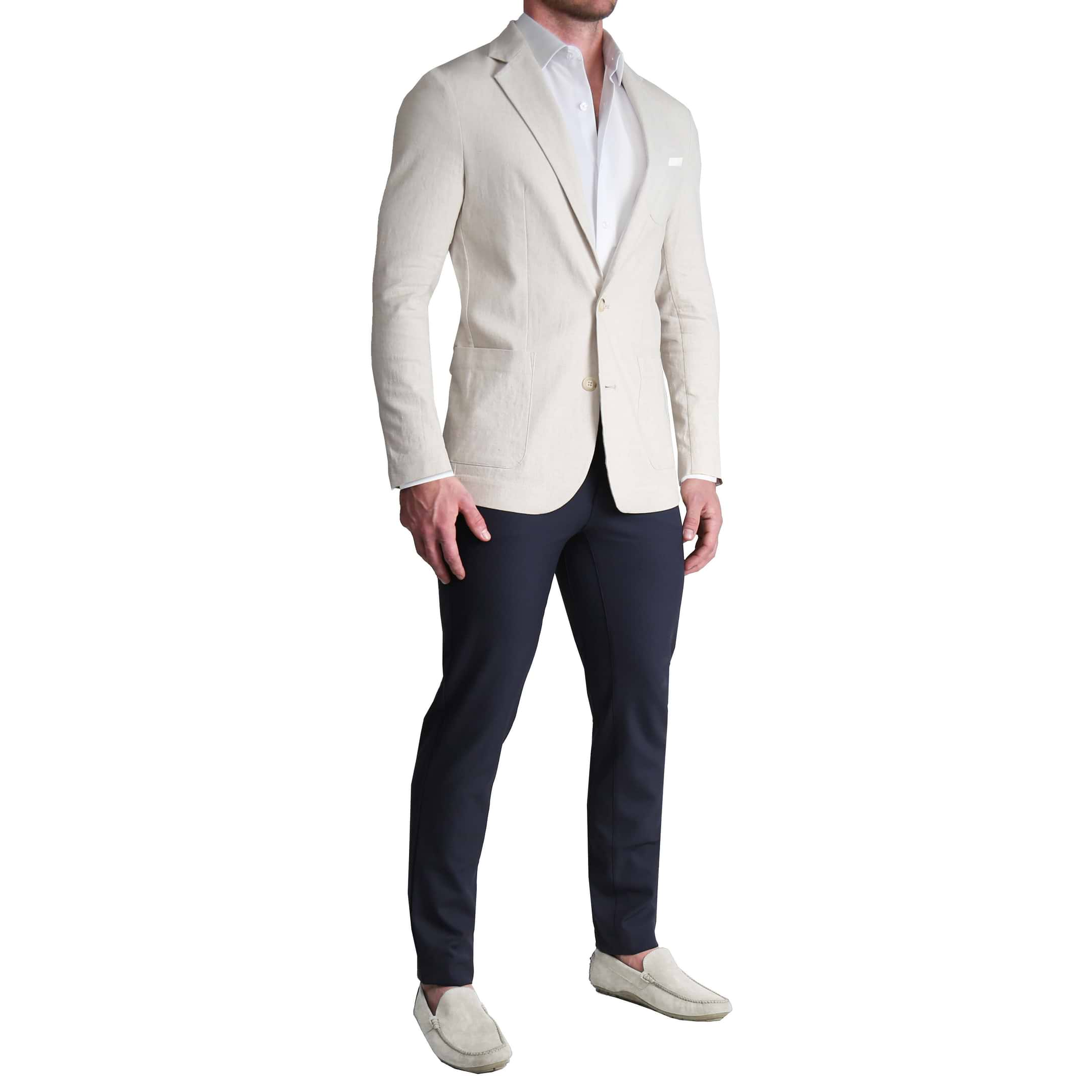 Unstructured Linen Blazer - Cream