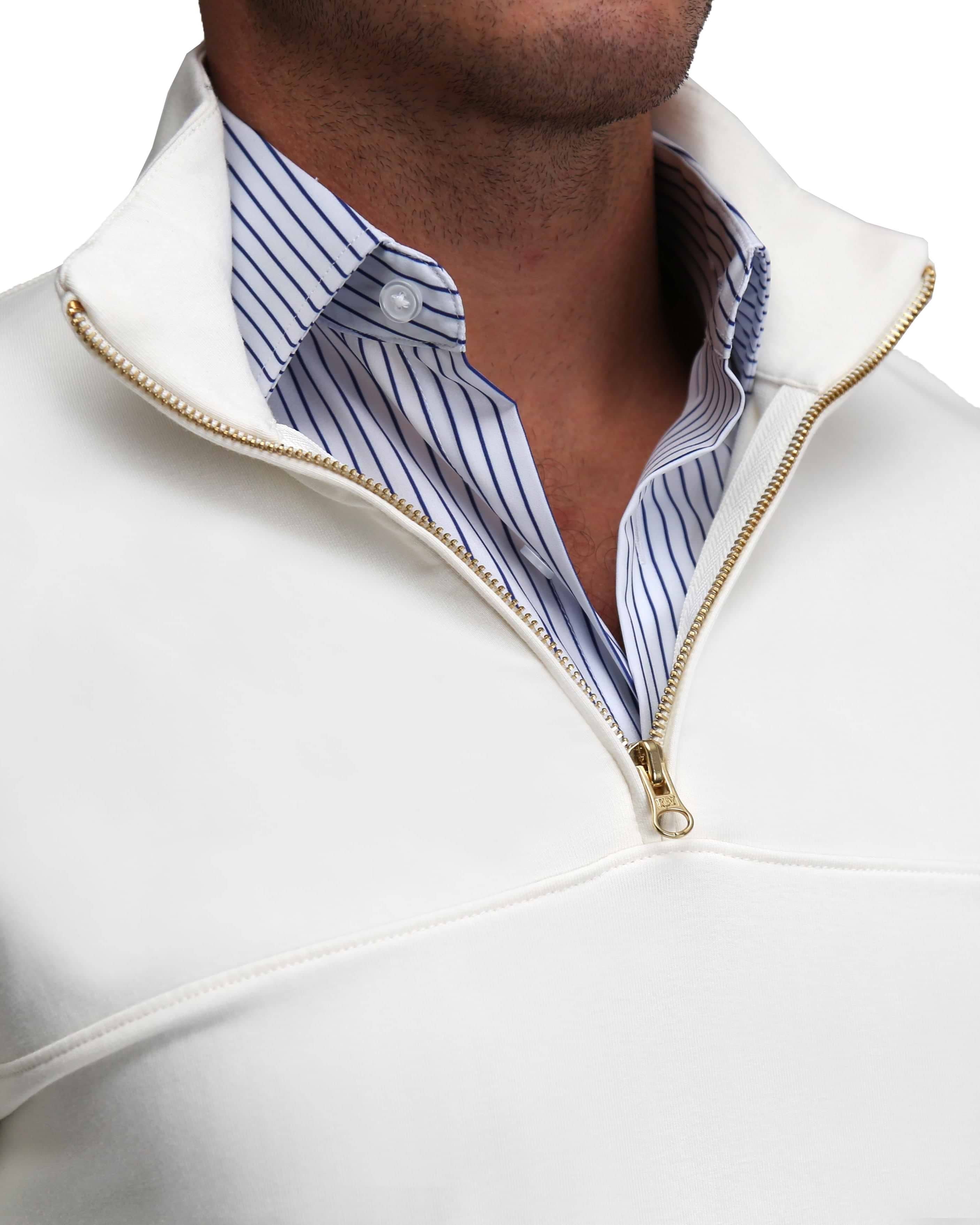 Dress Shirt Cream Quarter Zip Cashmere Zip Neck Jumper Cream
