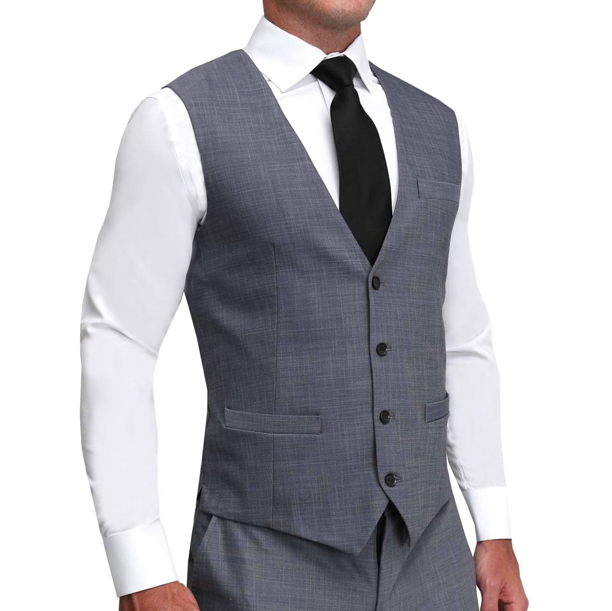 Athletic Fit Stretch Suit Vest - Heathered Grey
