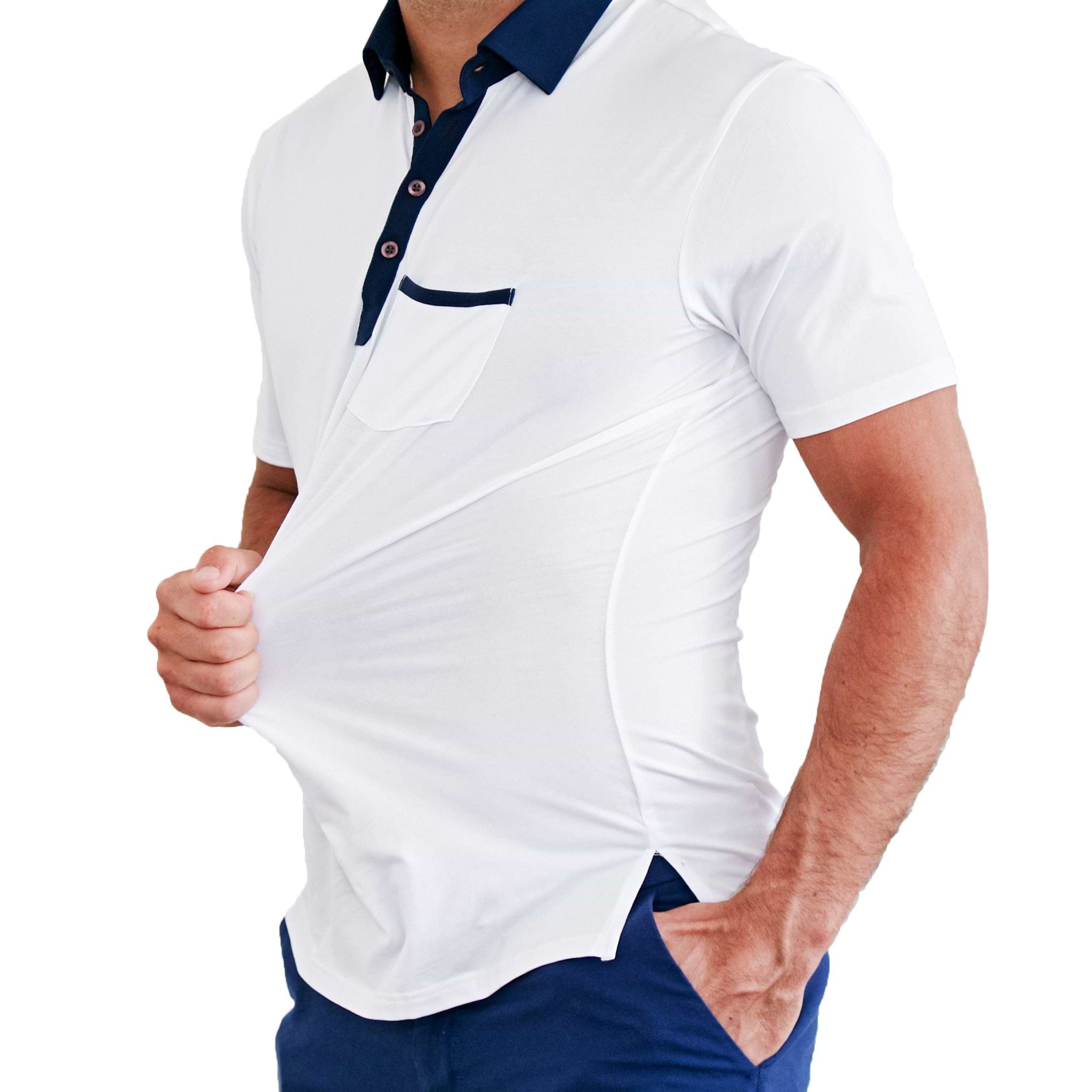 "The Felix" Blue on White Polo