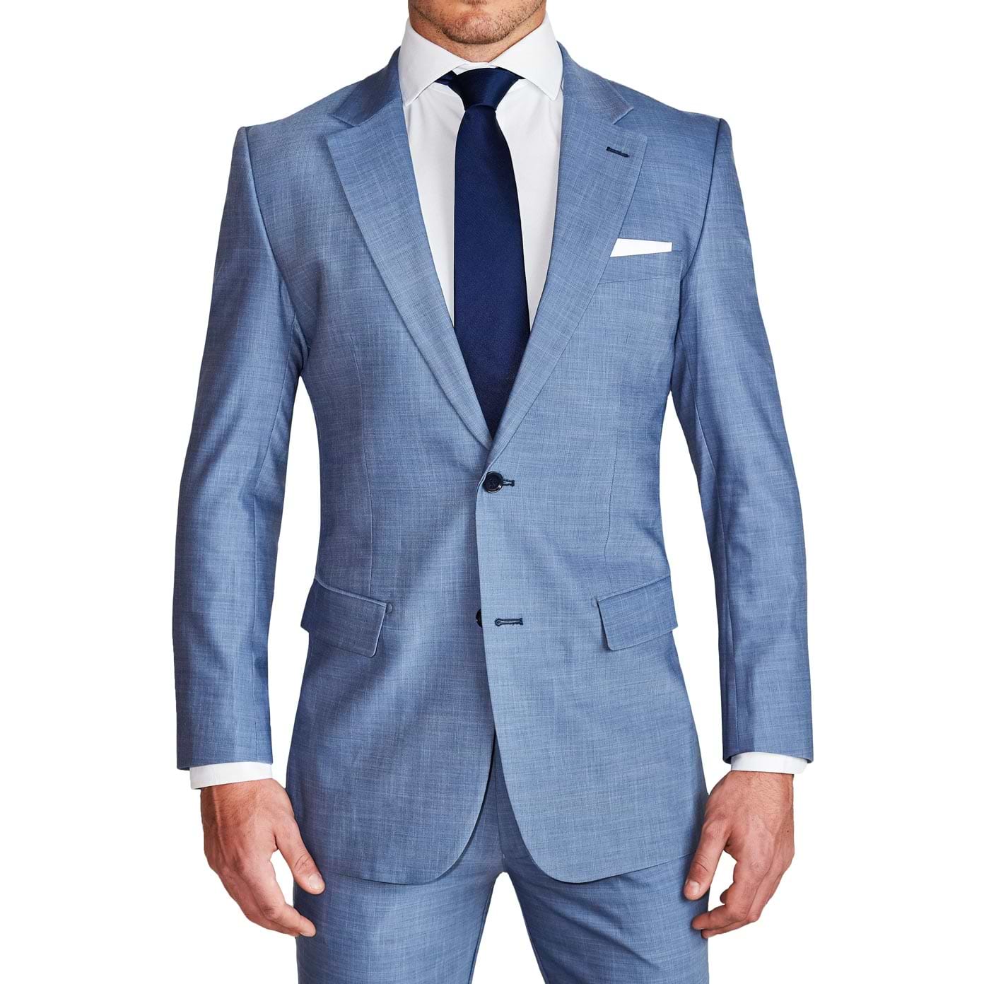 Athletic Fit Stretch Suit - Heathered Light Blue