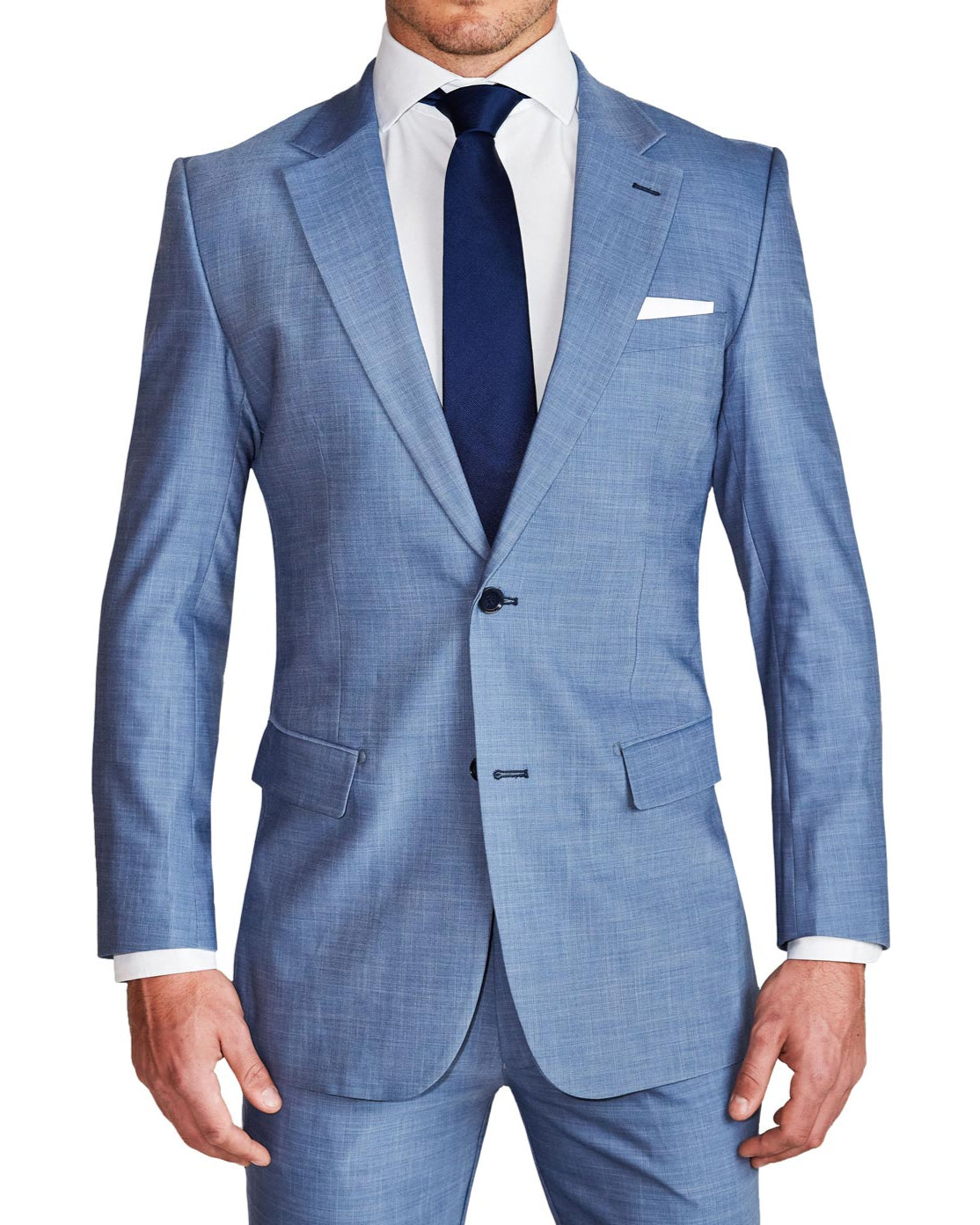 Athletic Fit Stretch Suit - Heathered Light Blue