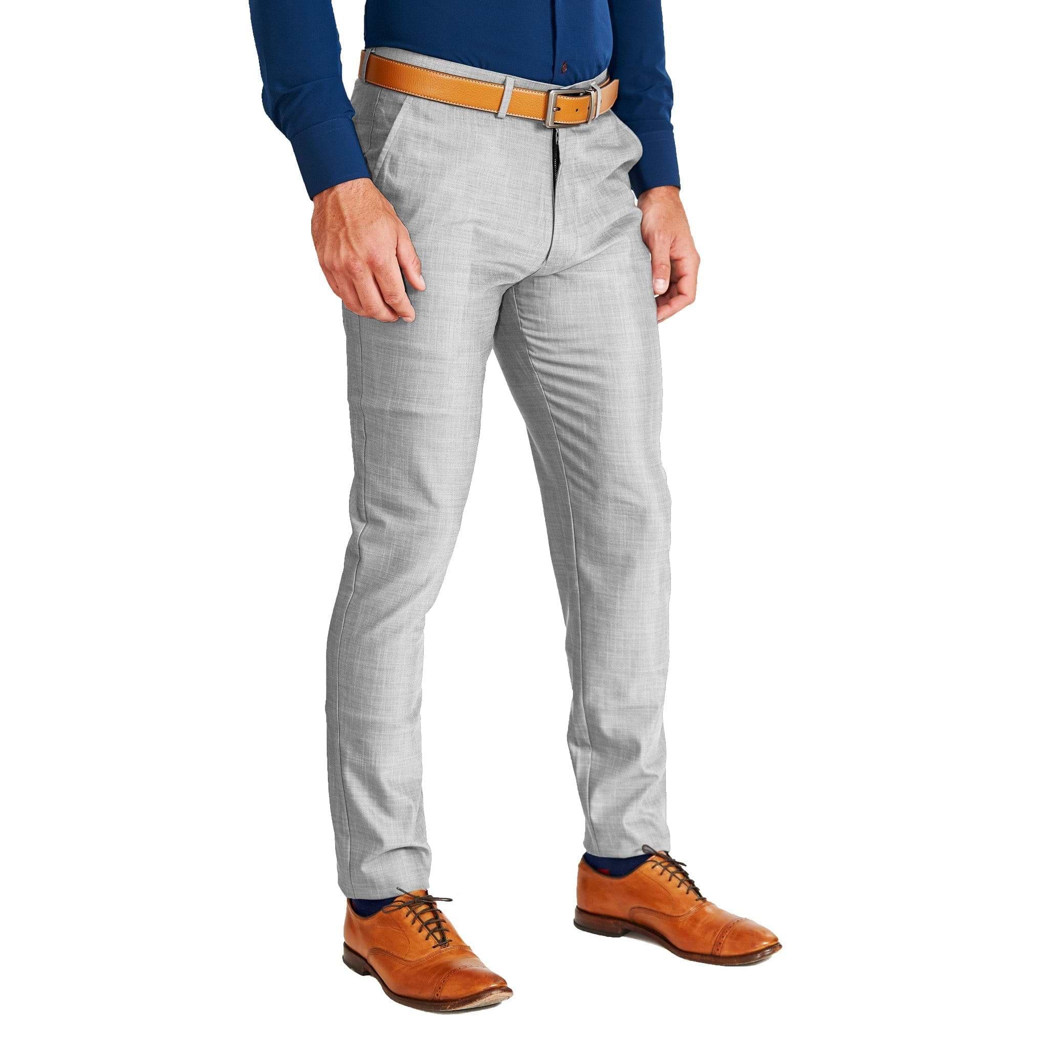 Athletic Fit Stretch Suit - Lightweight Heathered Light Grey