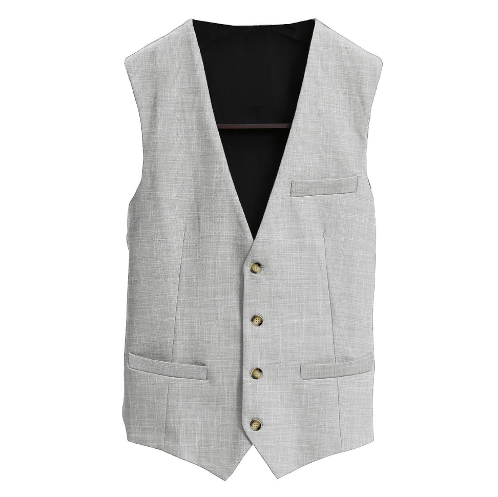 Athletic Fit Stretch Suit Vest - Lightweight Heathered Light Grey