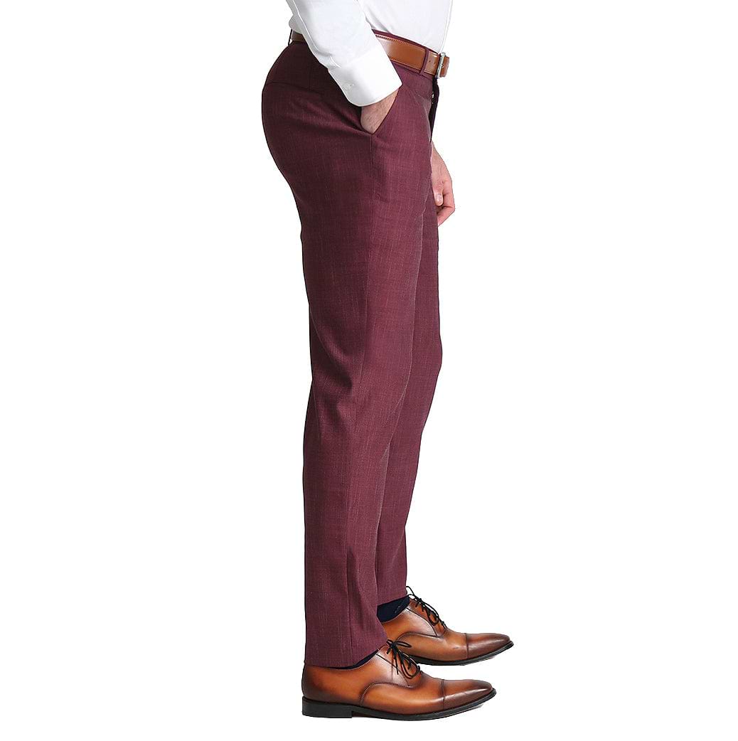 Athletic Fit Stretch Suit - Heathered Maroon