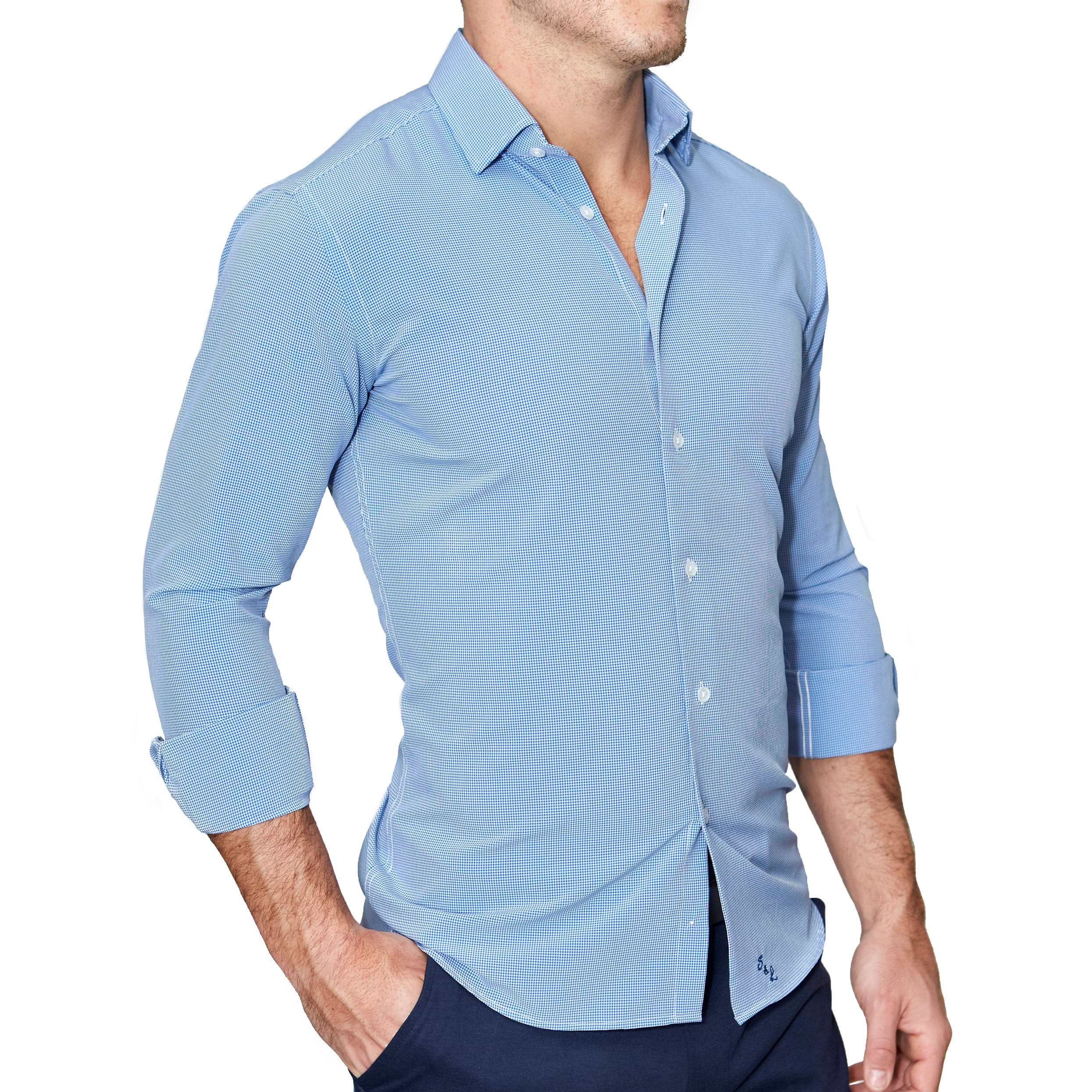 "The Merrill" Blue Microcheck - Classic Fit