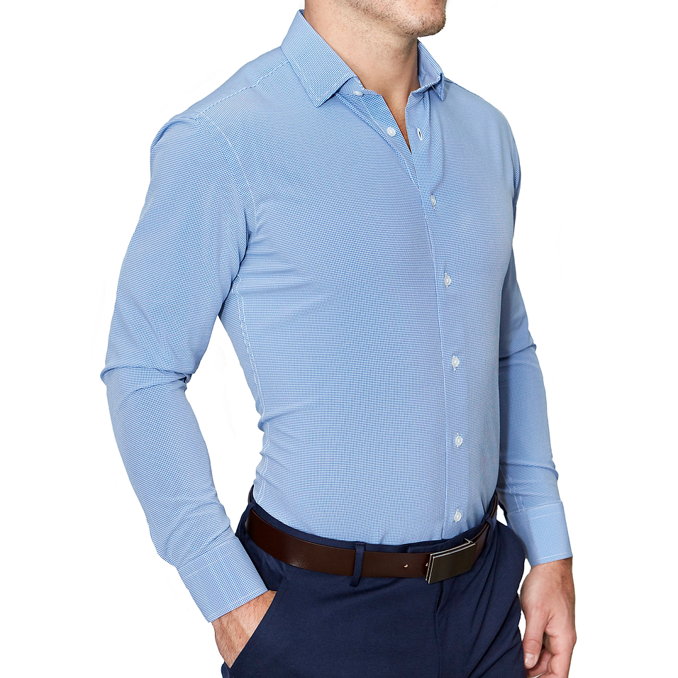 "The Merrill" Blue Microcheck - Classic Fit