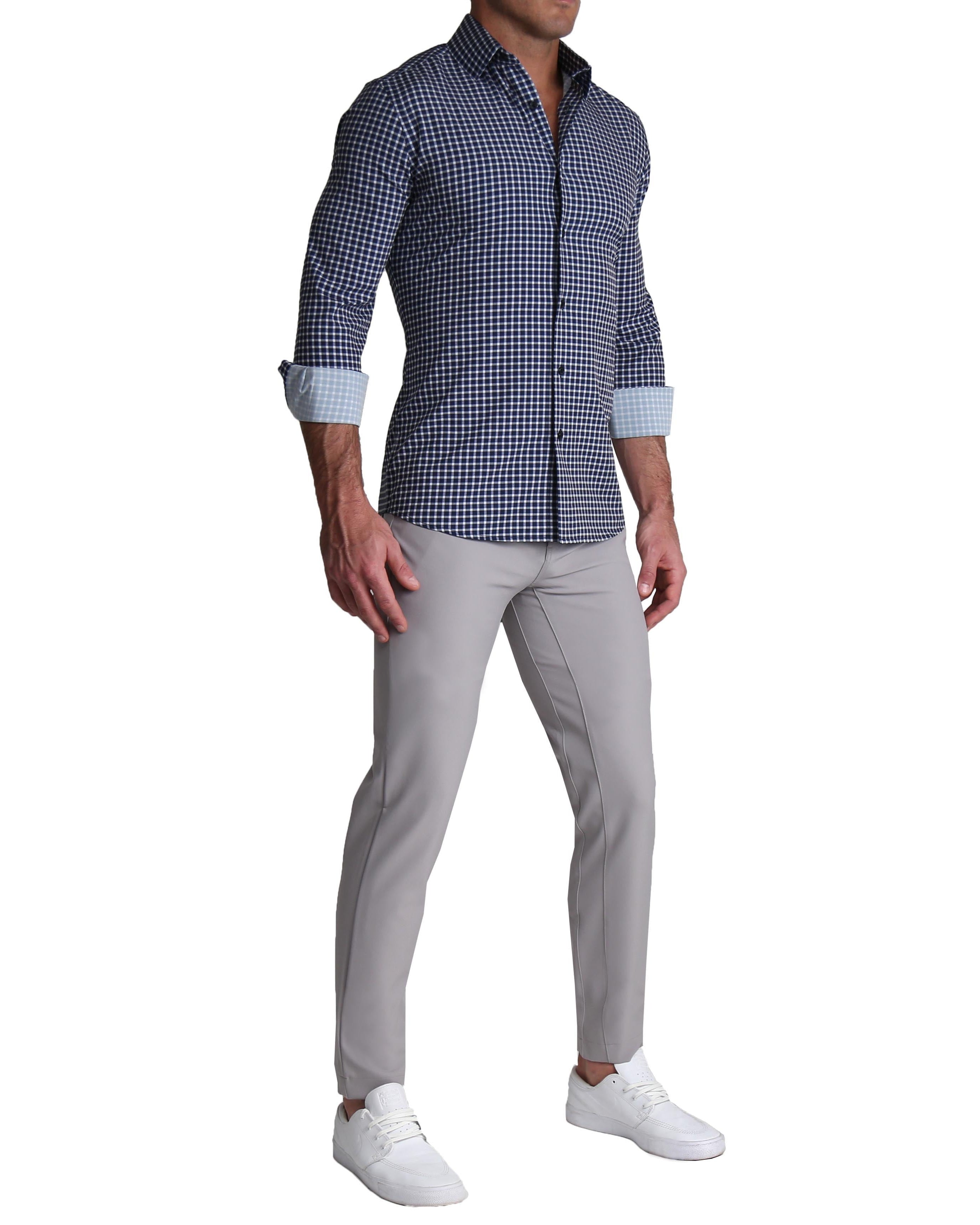 "The Callahan" Blue and White Mini Plaid