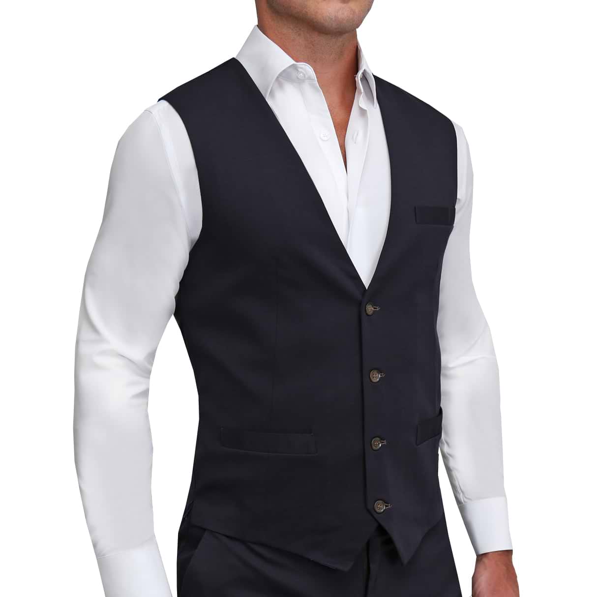 Athletic Fit Stretch Suit Vest - Navy