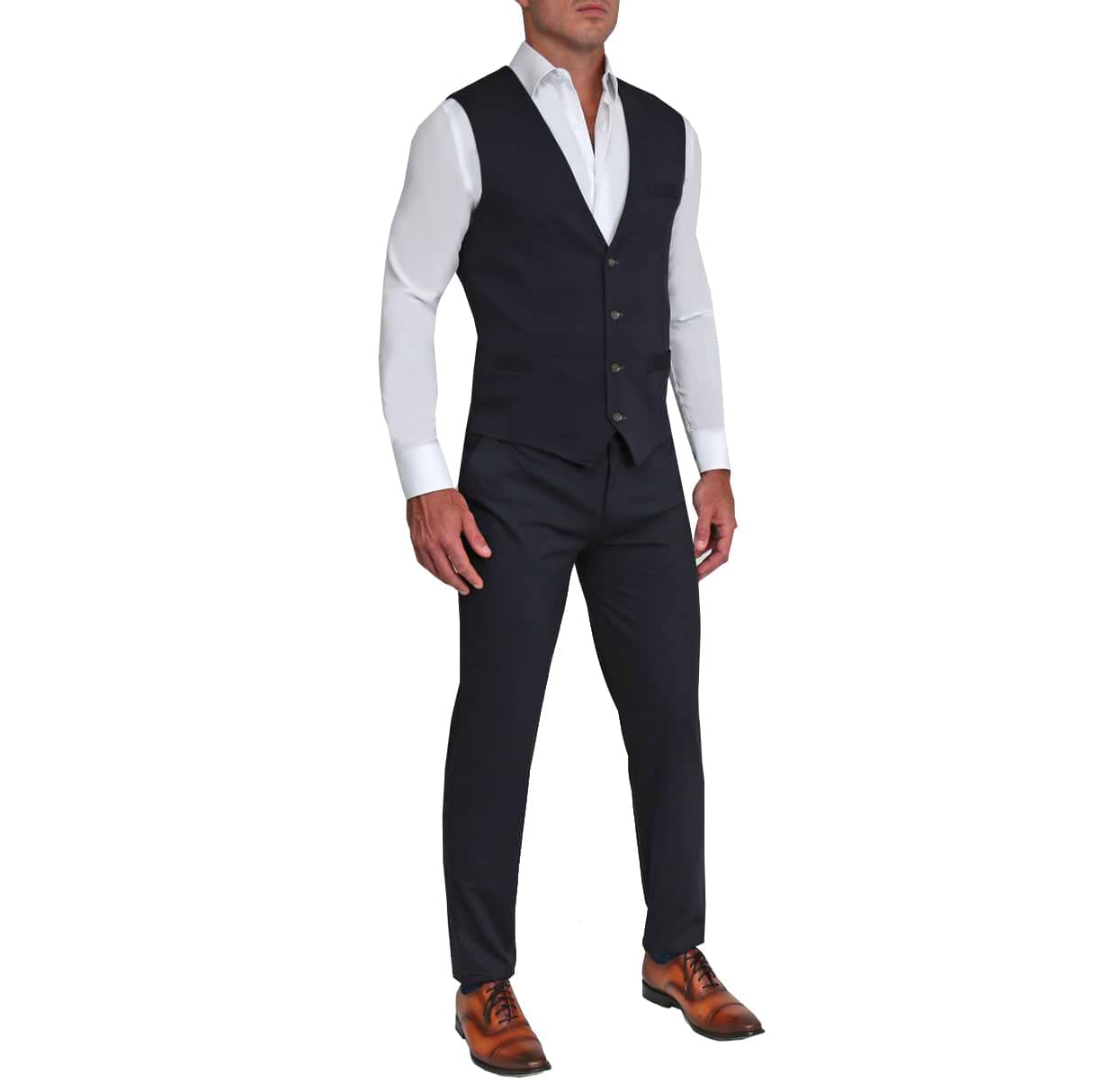 Athletic Fit Stretch Suit Vest - Navy